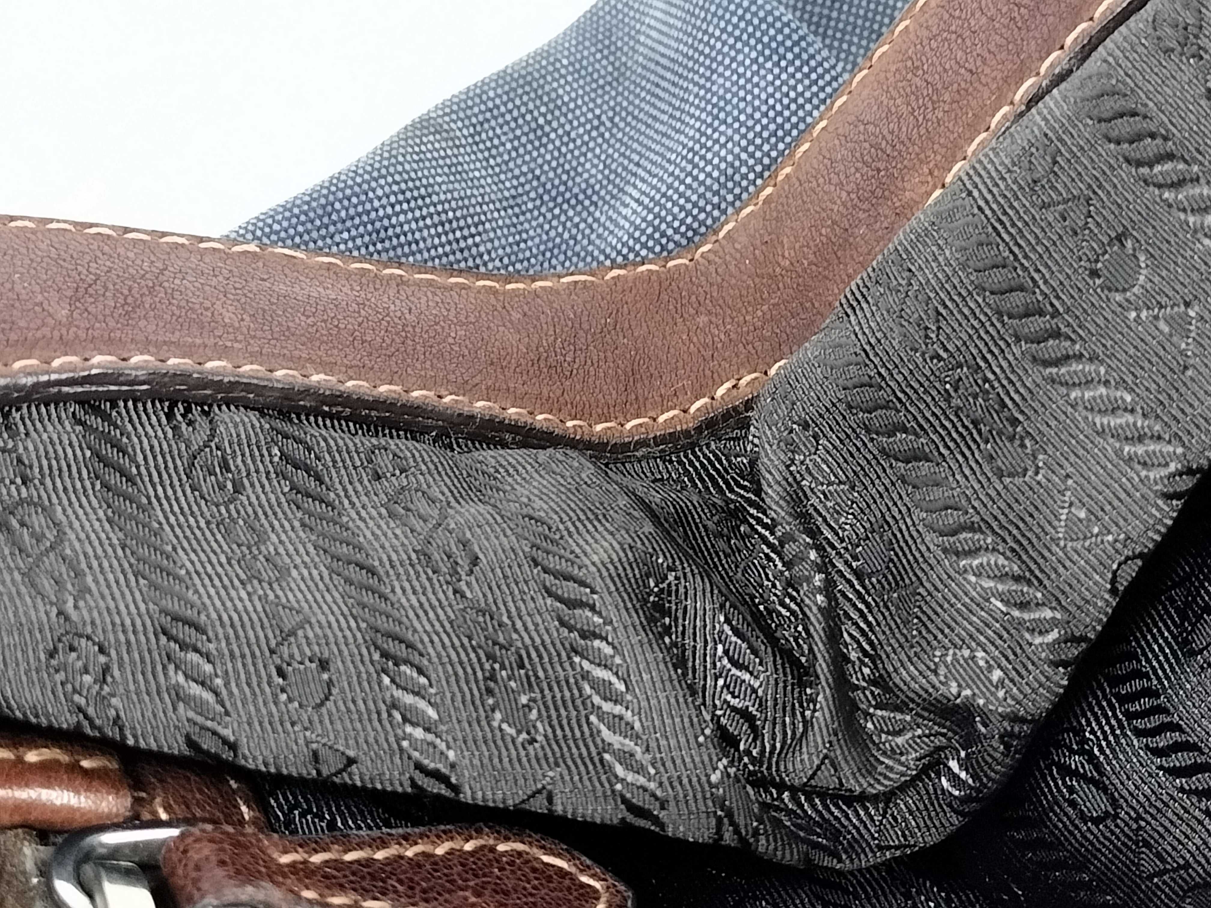 Brown and Blue Denim Handbag — view 8