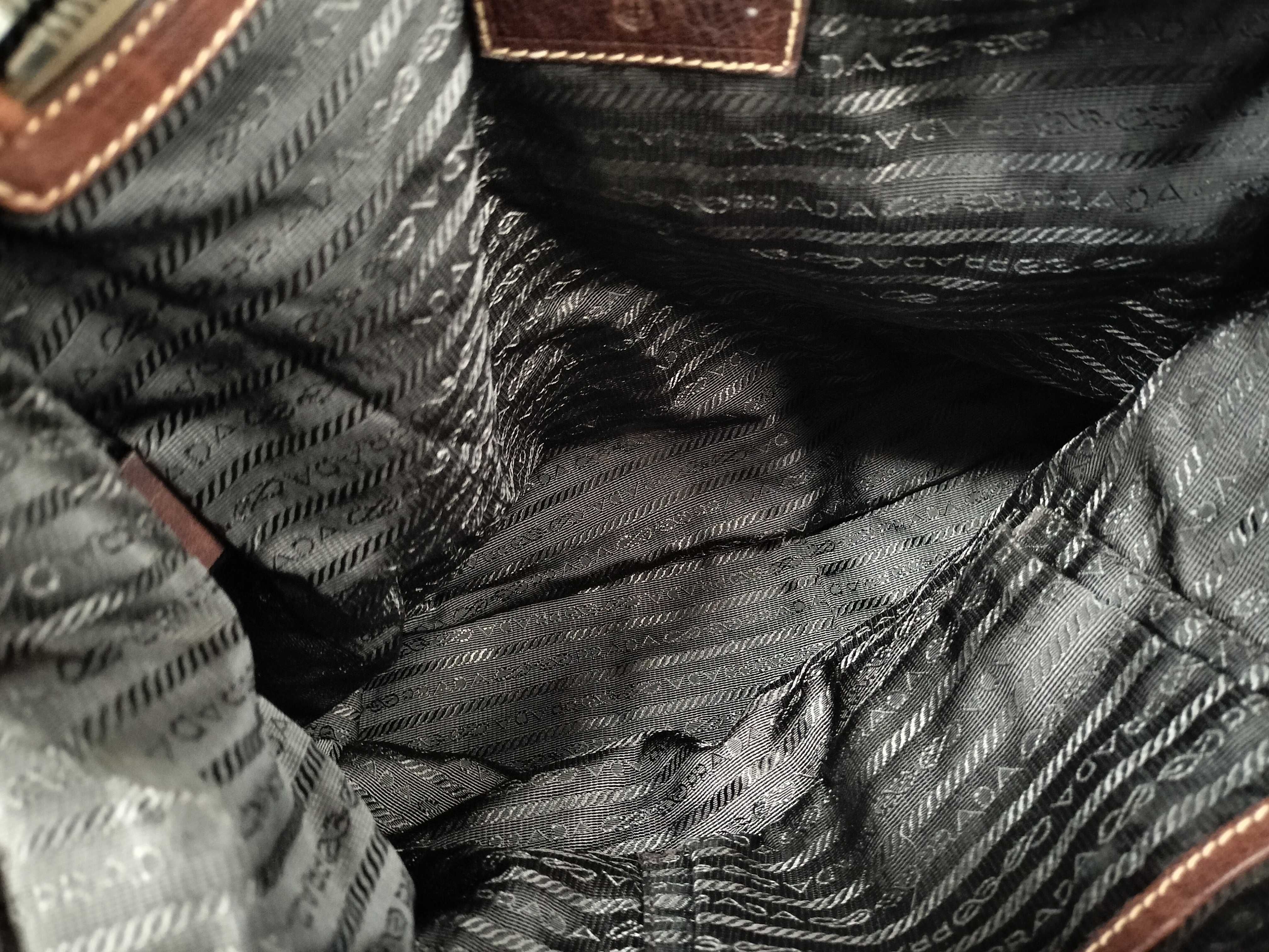 Brown and Blue Denim Handbag — view 9