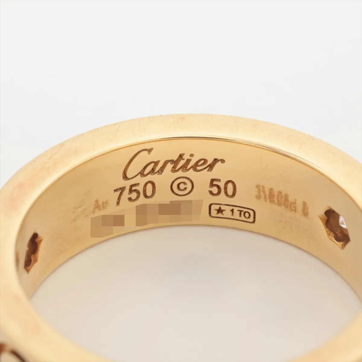 Love Half Diamond Ring, 750 (Yellow Gold), 8.4g, 0.08g diamond, size 50, RV0265, dents. — view 3