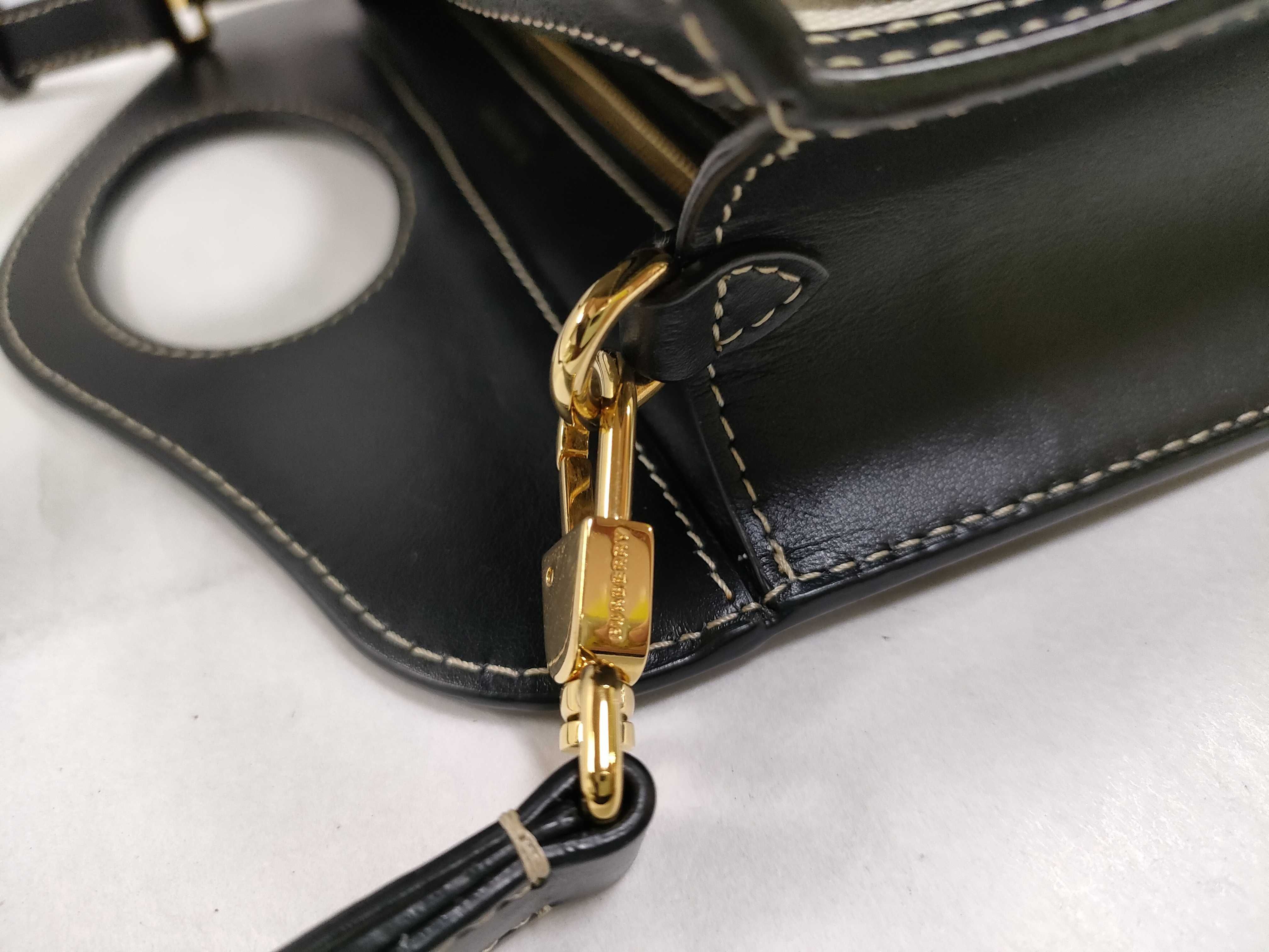 Mini Two-Tone Canvas x Leather 2-Way Handbag (Beige x Black) — view 6