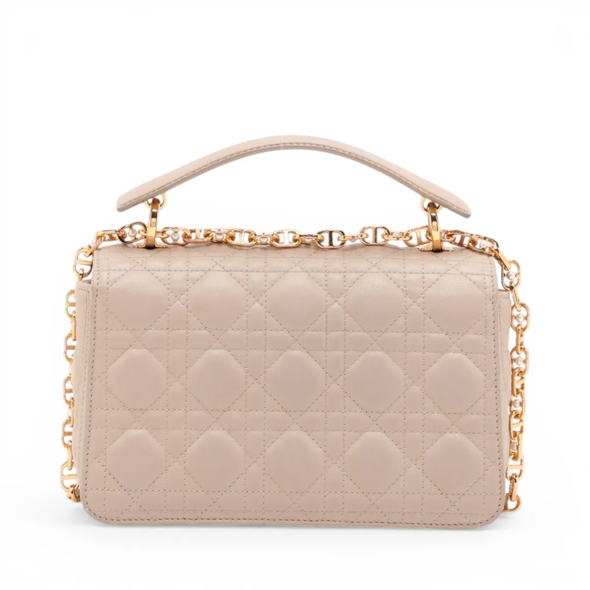 Jolie Cannage Leather 2-Way Handbag, Beige — view 2