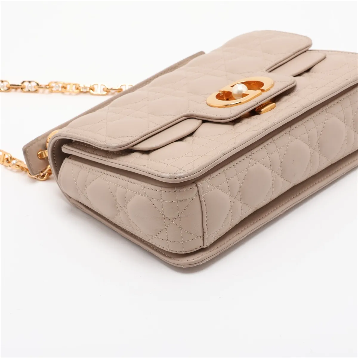 Jolie Cannage Leather 2-Way Handbag, Beige — view 4
