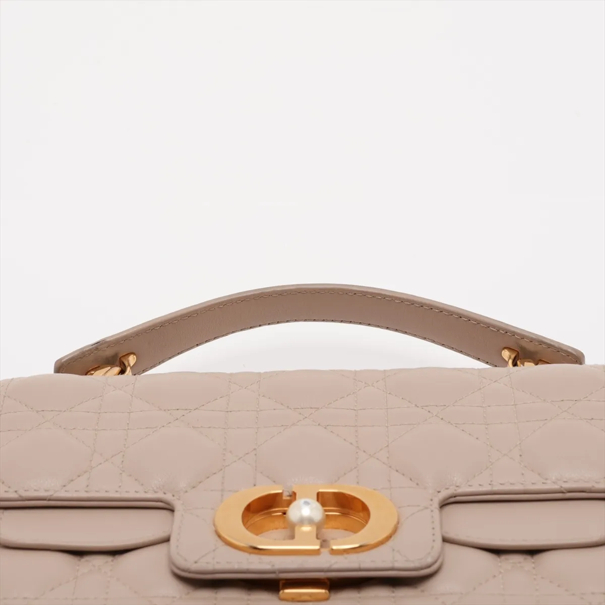 Jolie Cannage Leather 2-Way Handbag, Beige — view 6