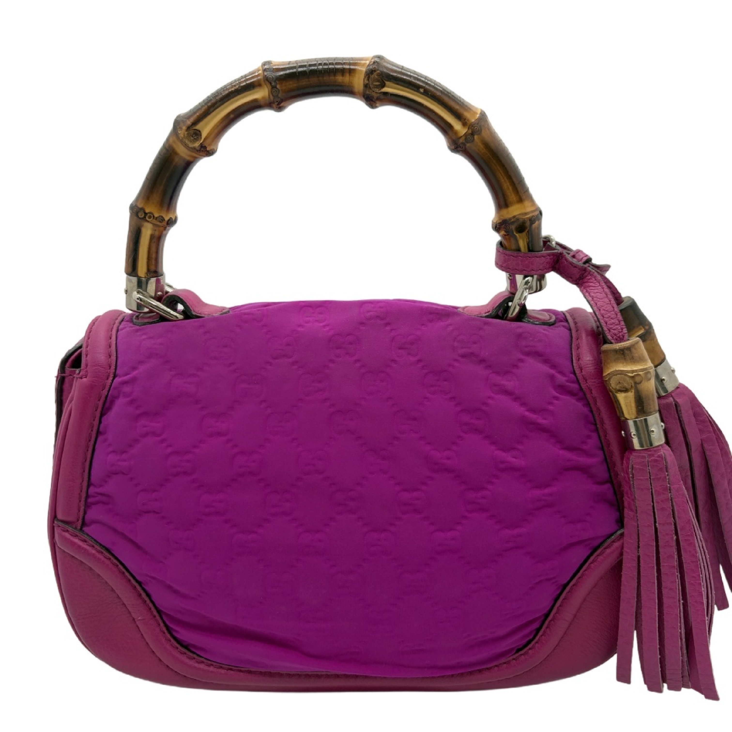 Bamboo GG Pattern Nylon Leather Flap Handbag — view 2