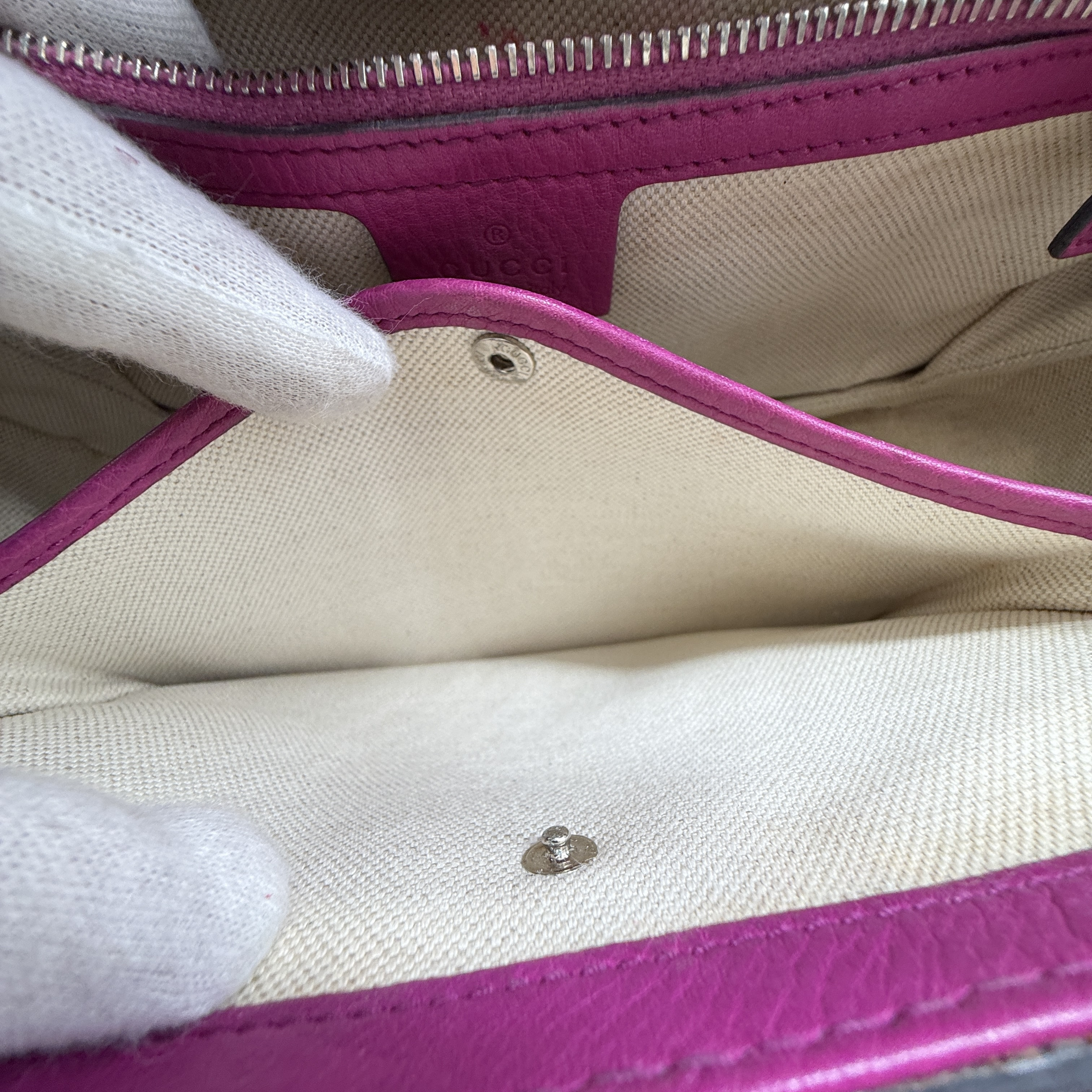 Bamboo GG Pattern Nylon Leather Flap Handbag — view 14