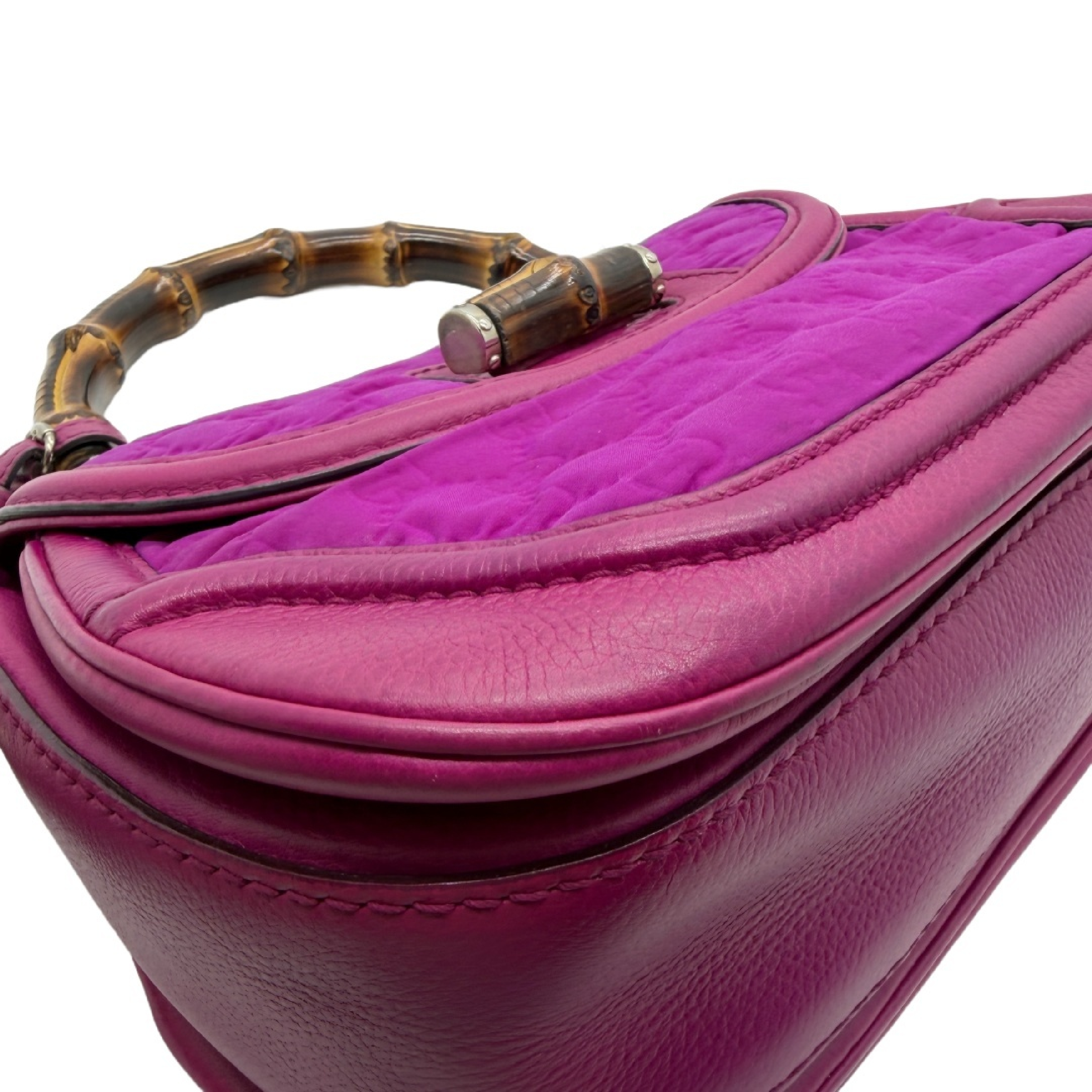 Bamboo GG Pattern Nylon Leather Flap Handbag — view 5