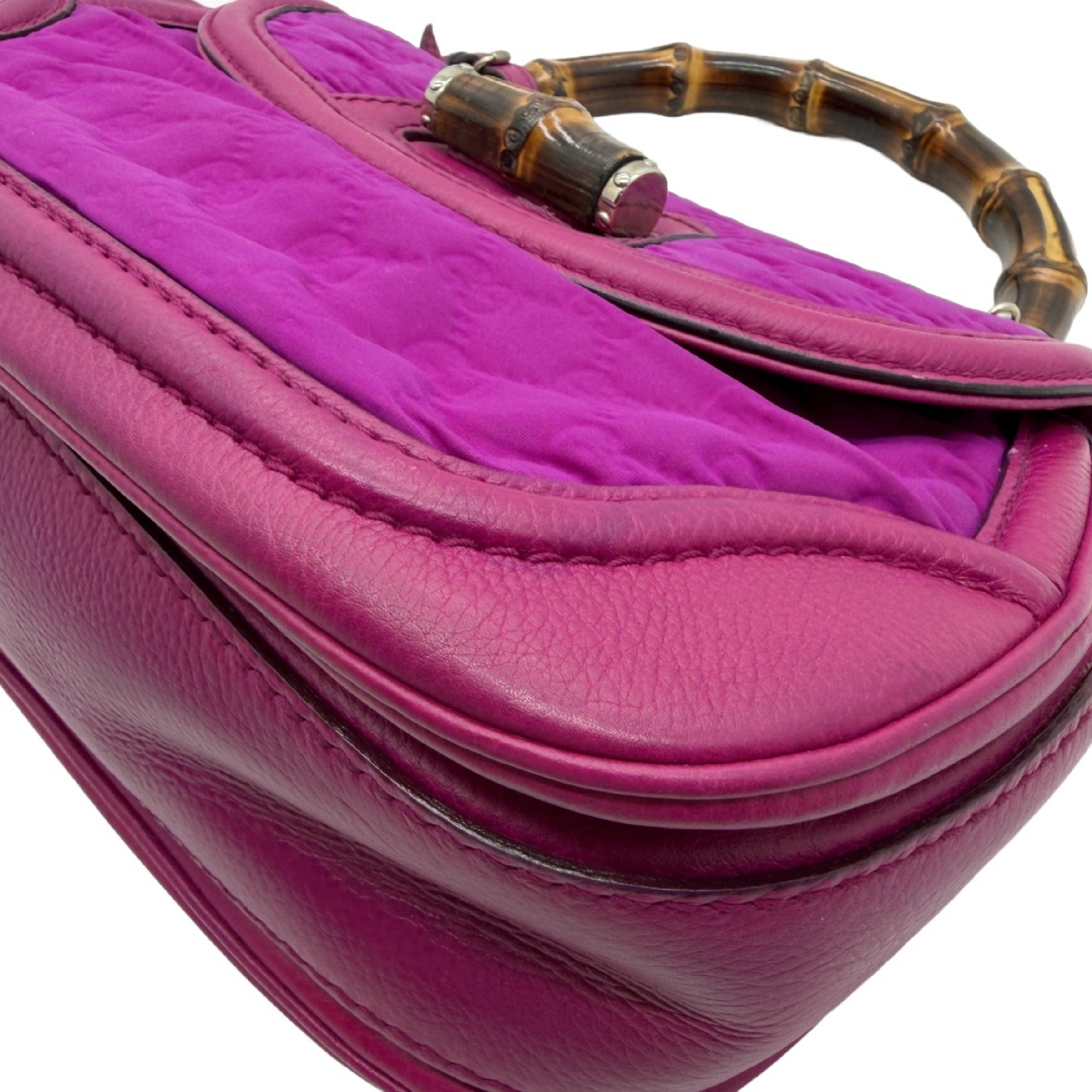 Bamboo GG Pattern Nylon Leather Flap Handbag — view 7