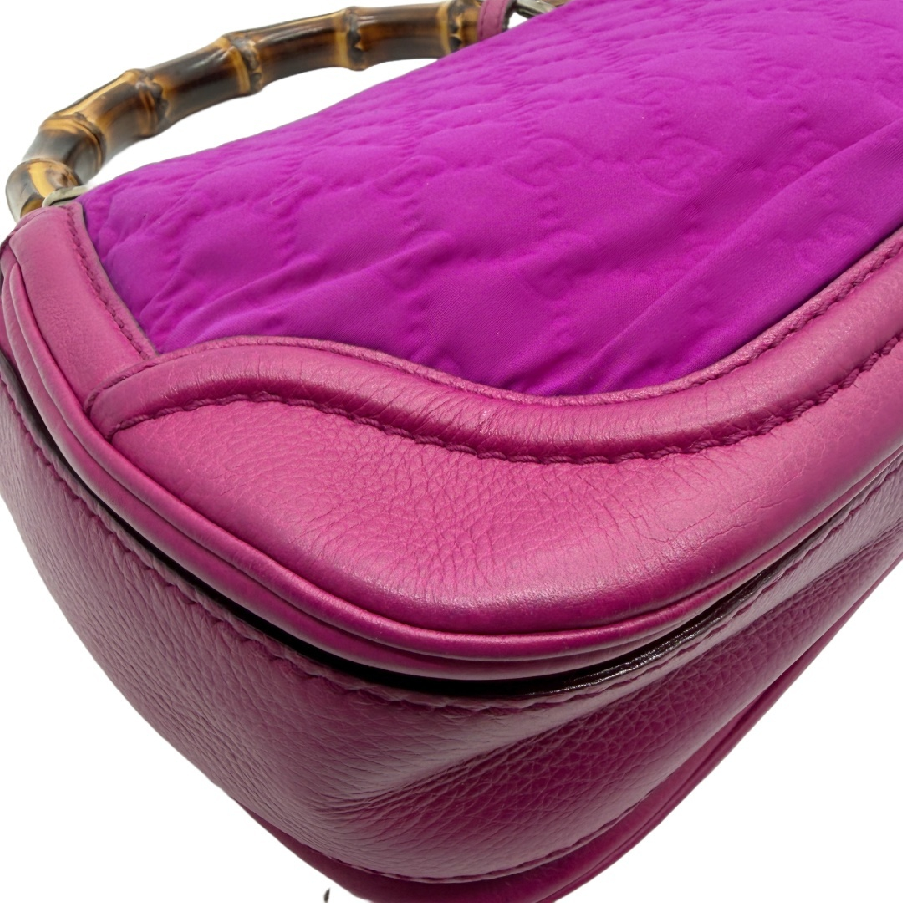 Bamboo GG Pattern Nylon Leather Flap Handbag — view 8