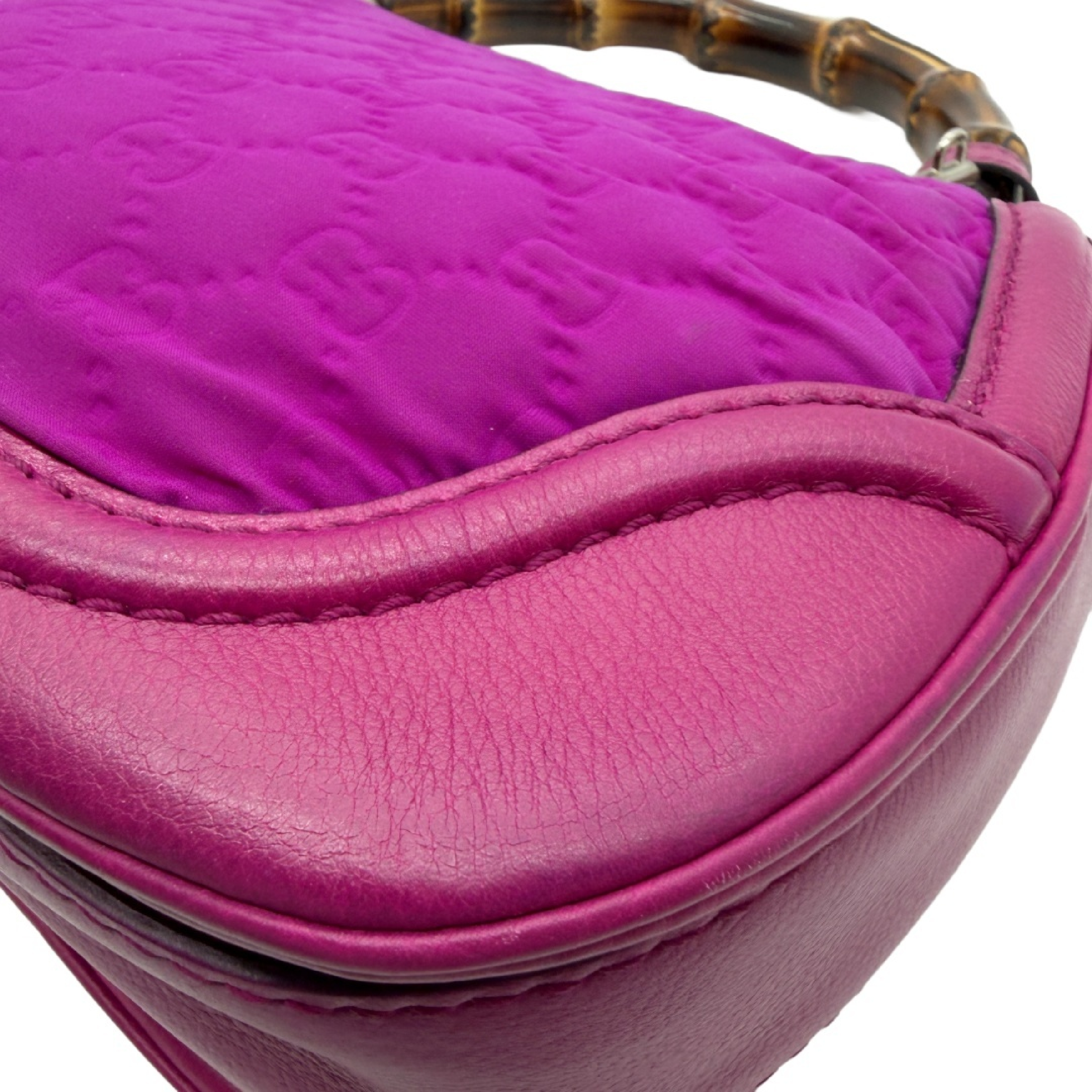 Bamboo GG Pattern Nylon Leather Flap Handbag — view 9
