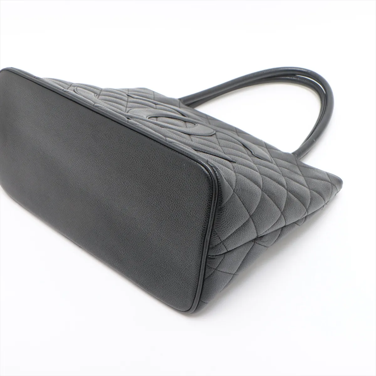 Reprint Caviar Skin Tote Bag Black Silver Hardware No. 6 — view 3