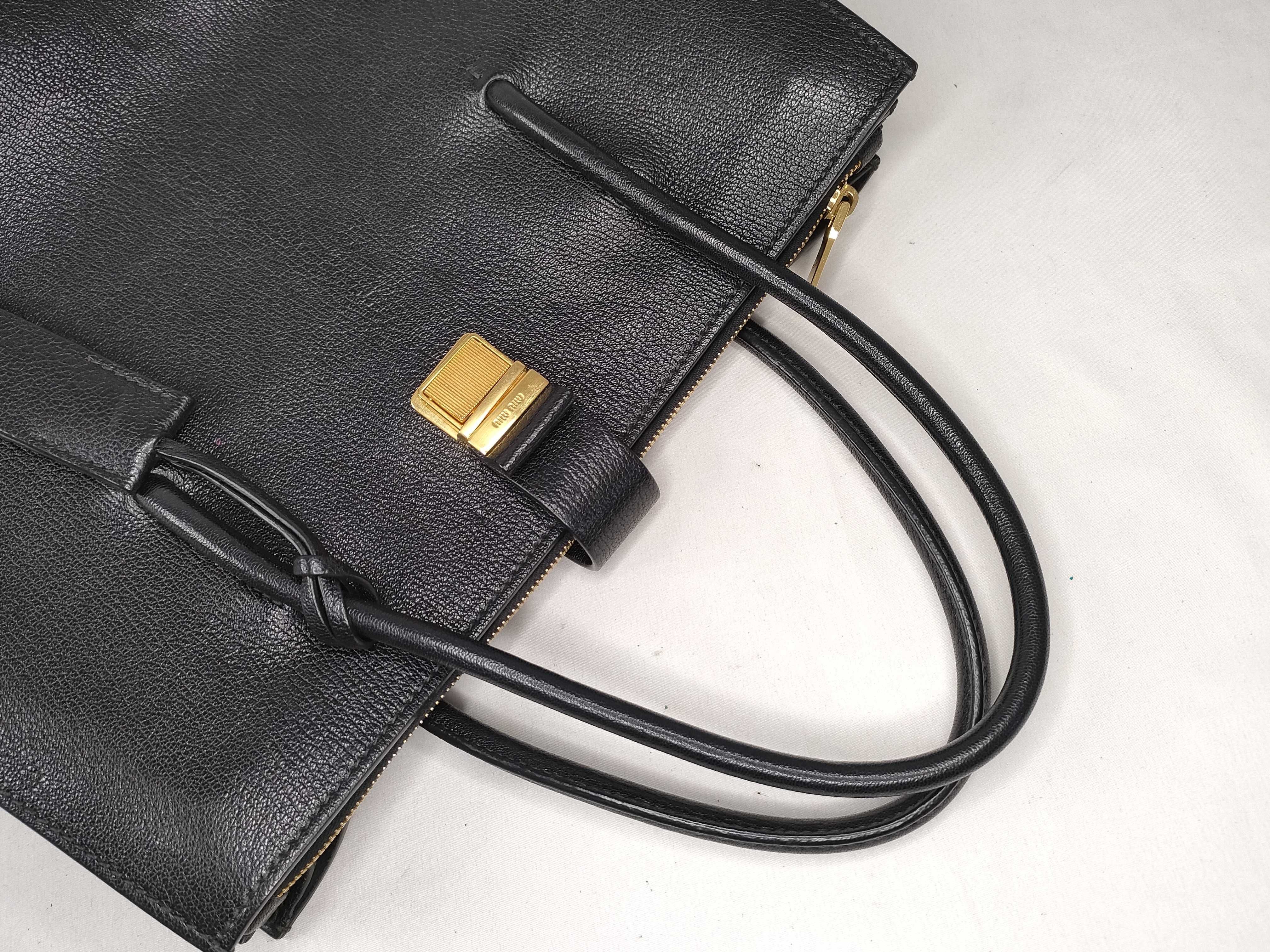 Madras Leather Handbag, Black — view 3