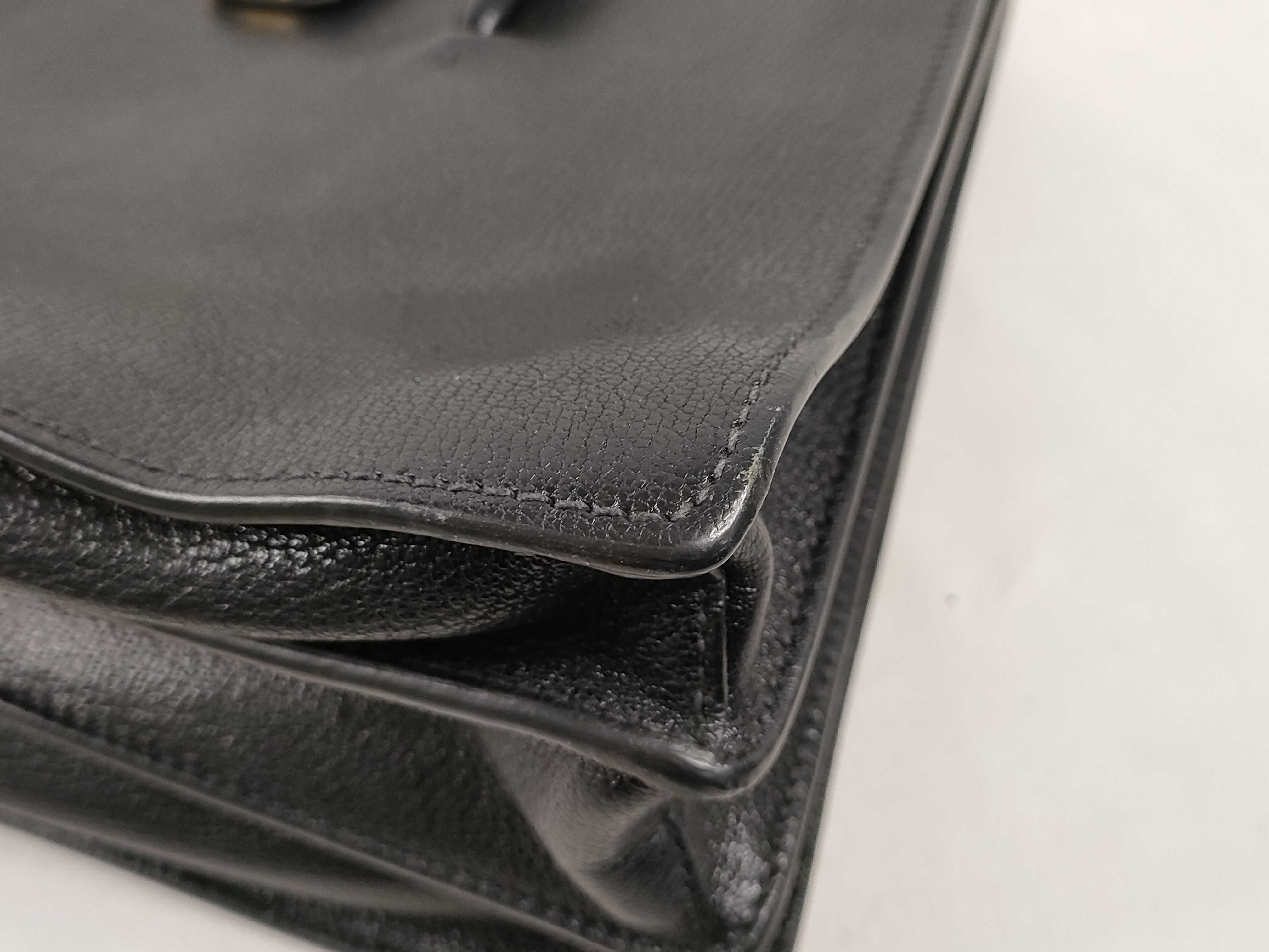 Madras Leather Handbag, Black — view 6