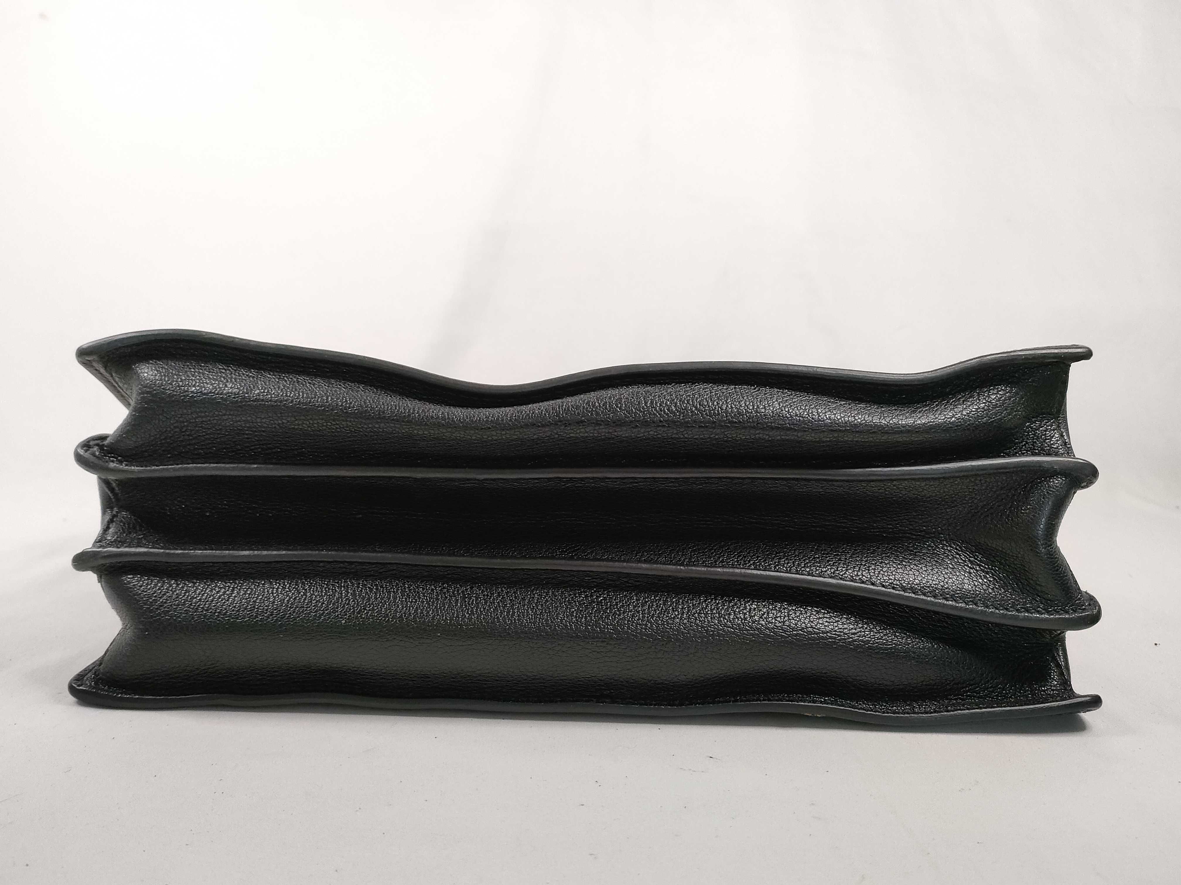 Madras Leather Handbag, Black — view 7