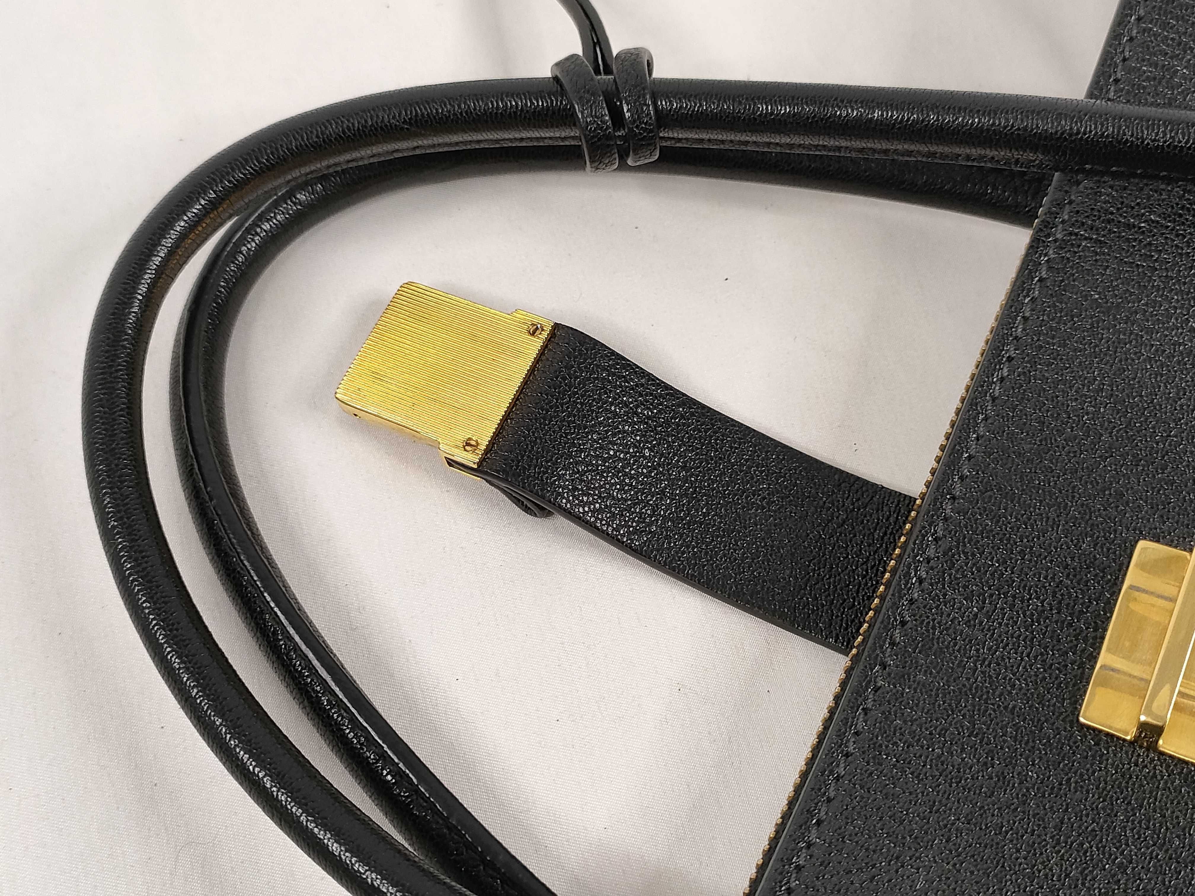 Madras Leather Handbag, Black — view 8