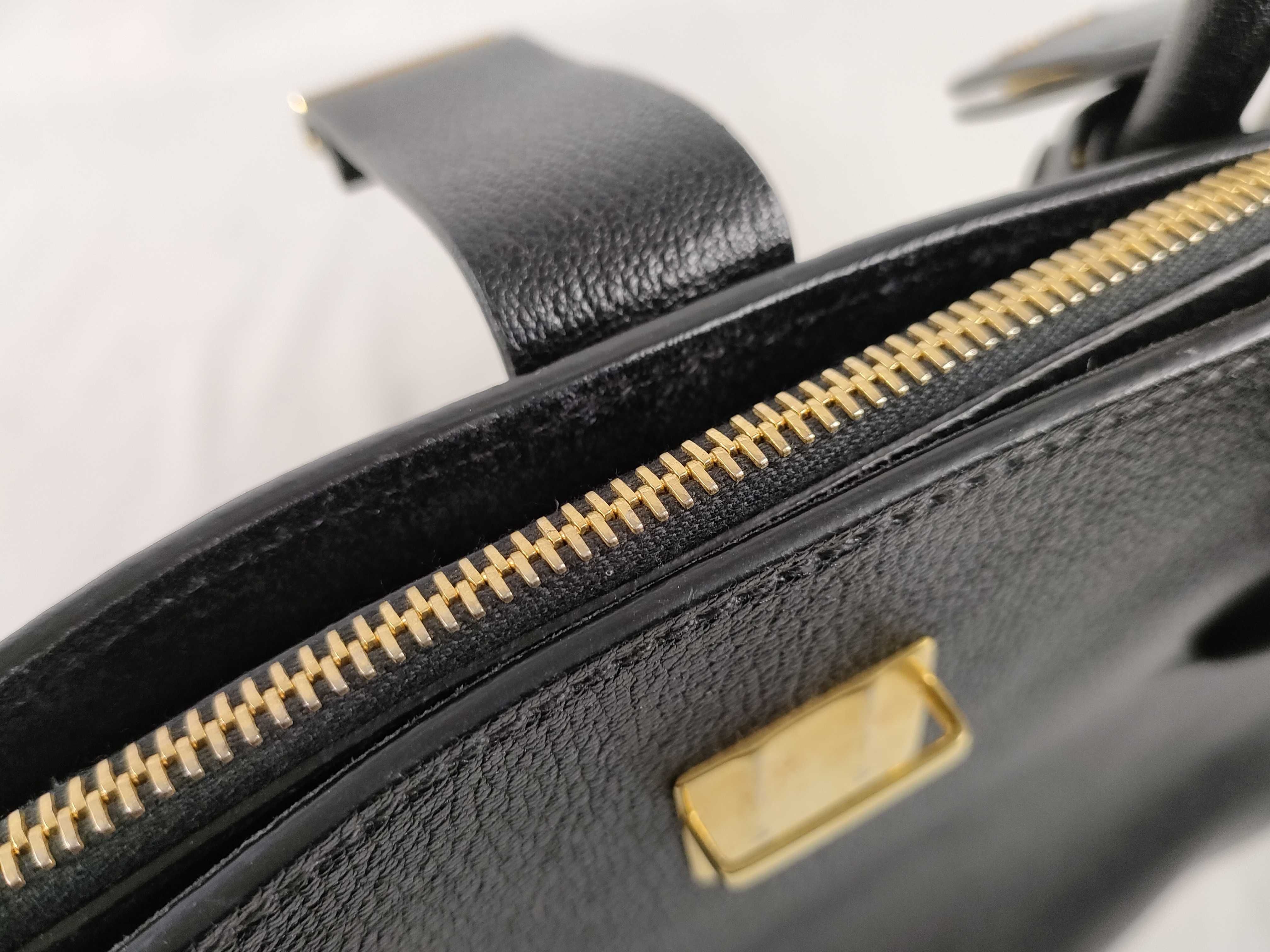 Madras Leather Handbag, Black — view 9