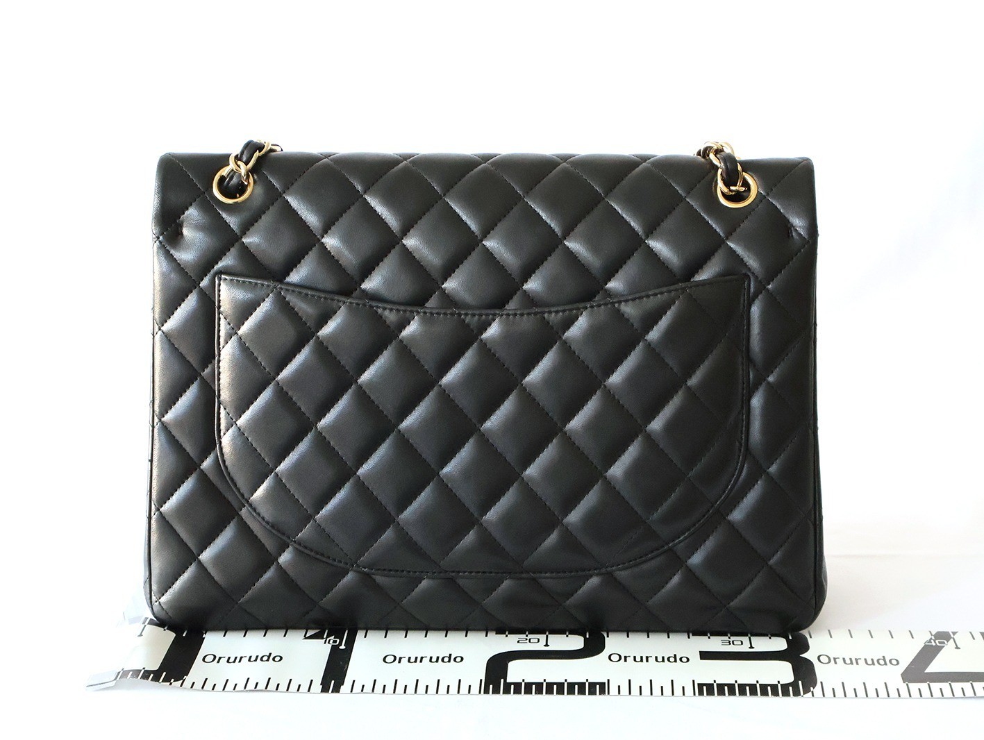 Large Matelassé Lambskin Double Flap Double Chain Shoulder Bag, Black — view 2