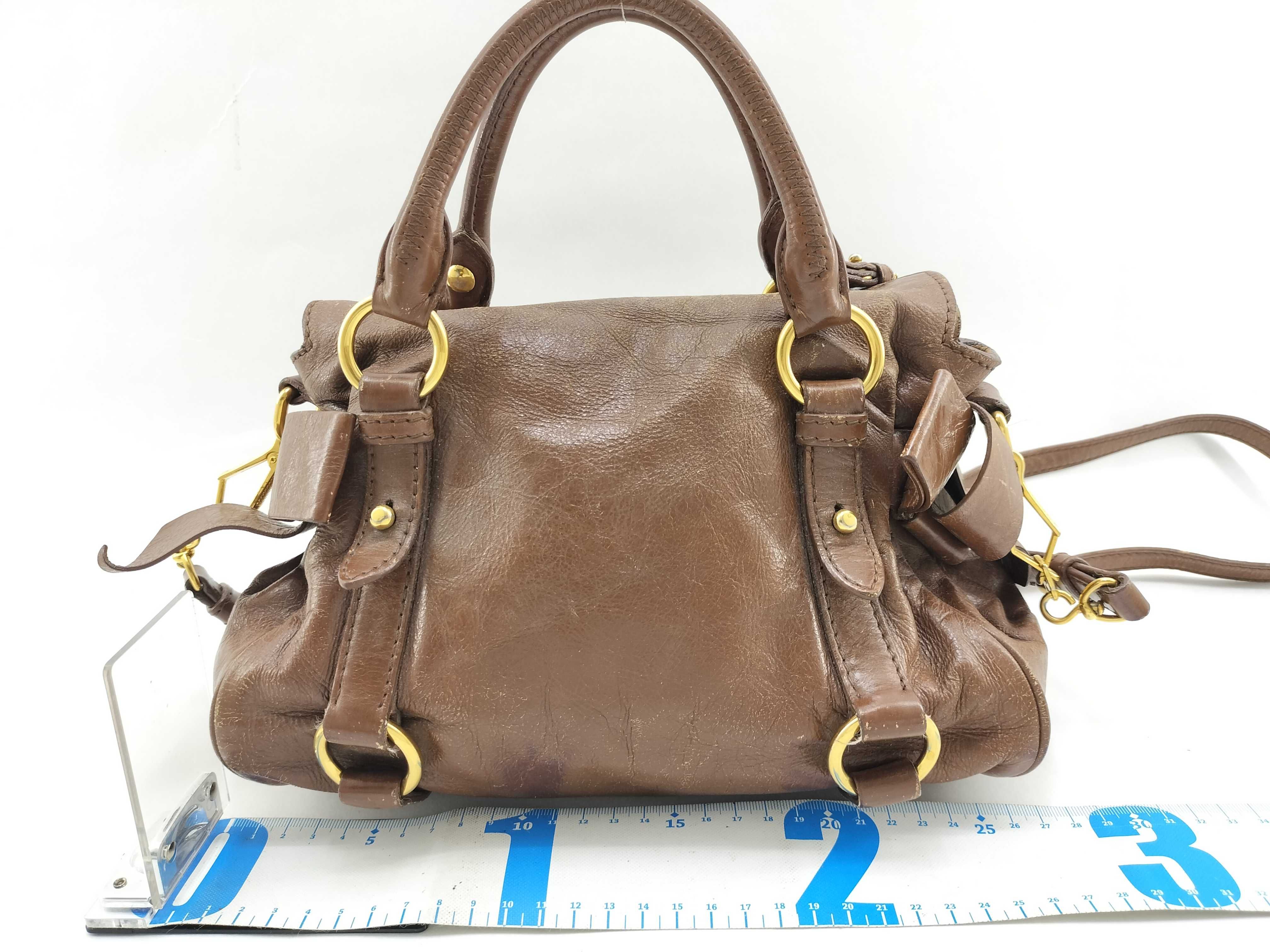 Vitello Lux Side Ribbon 2-Way Bag Leather Brown Handbag — view 2