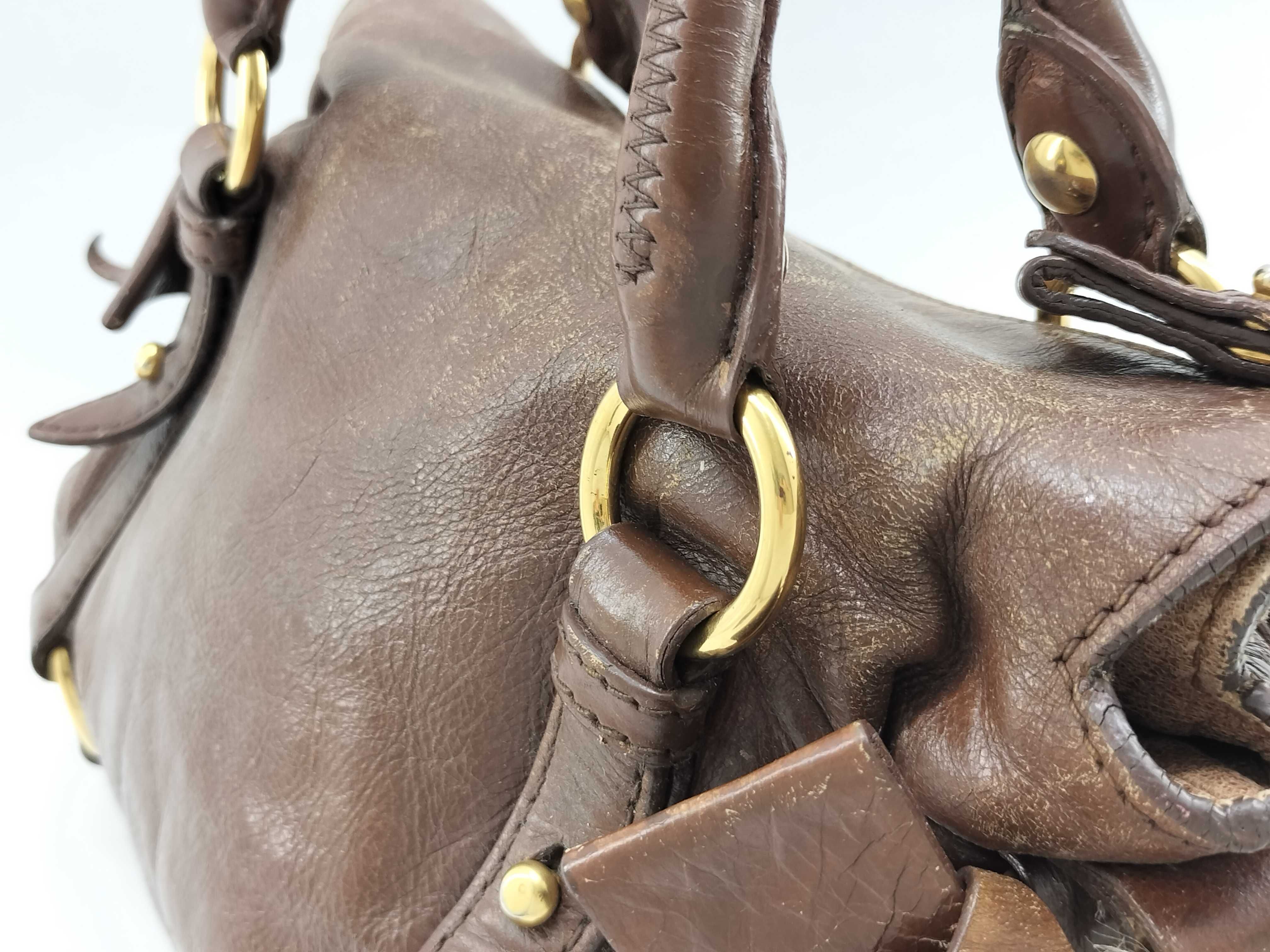 Vitello Lux Side Ribbon 2-Way Bag Leather Brown Handbag — view 3