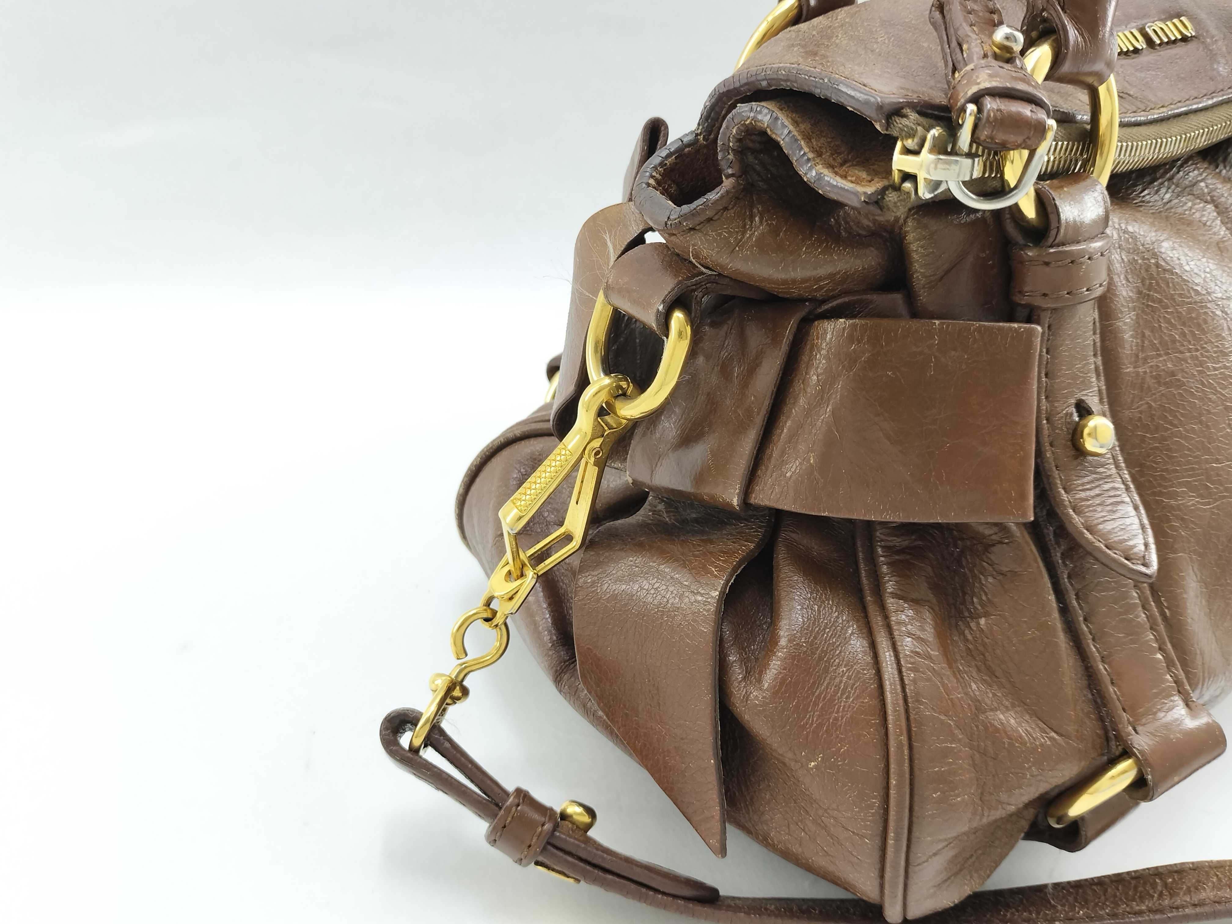 Vitello Lux Side Ribbon 2-Way Bag Leather Brown Handbag — view 4