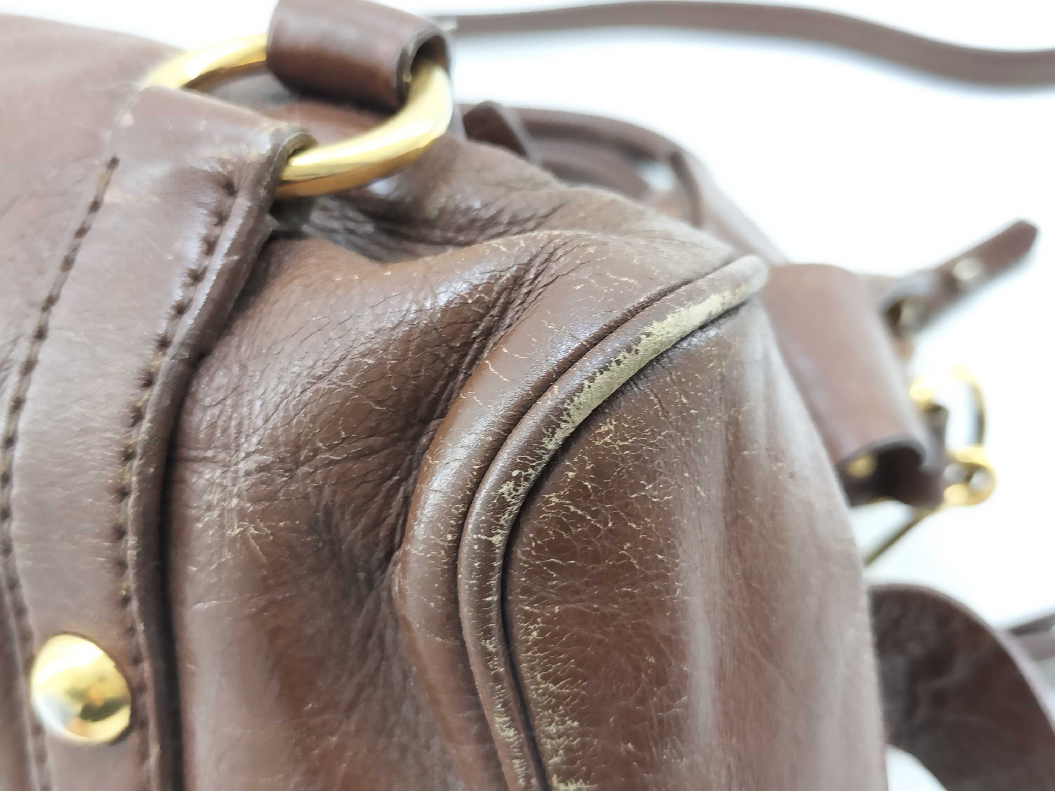 Vitello Lux Side Ribbon 2-Way Bag Leather Brown Handbag — view 8