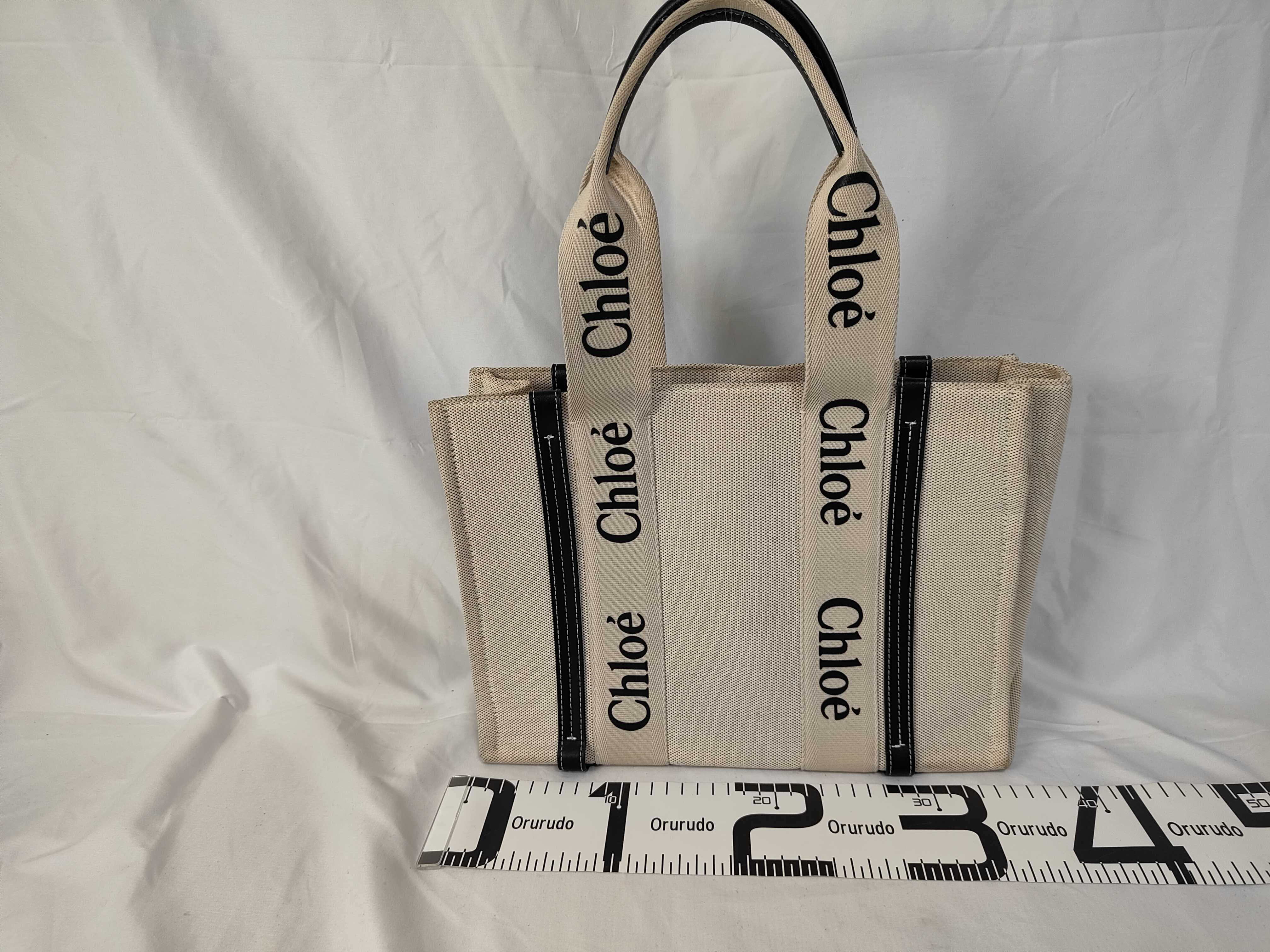 Woody Tote Bag, Small, Canvas, Beige, Shoulder Bag — view 2