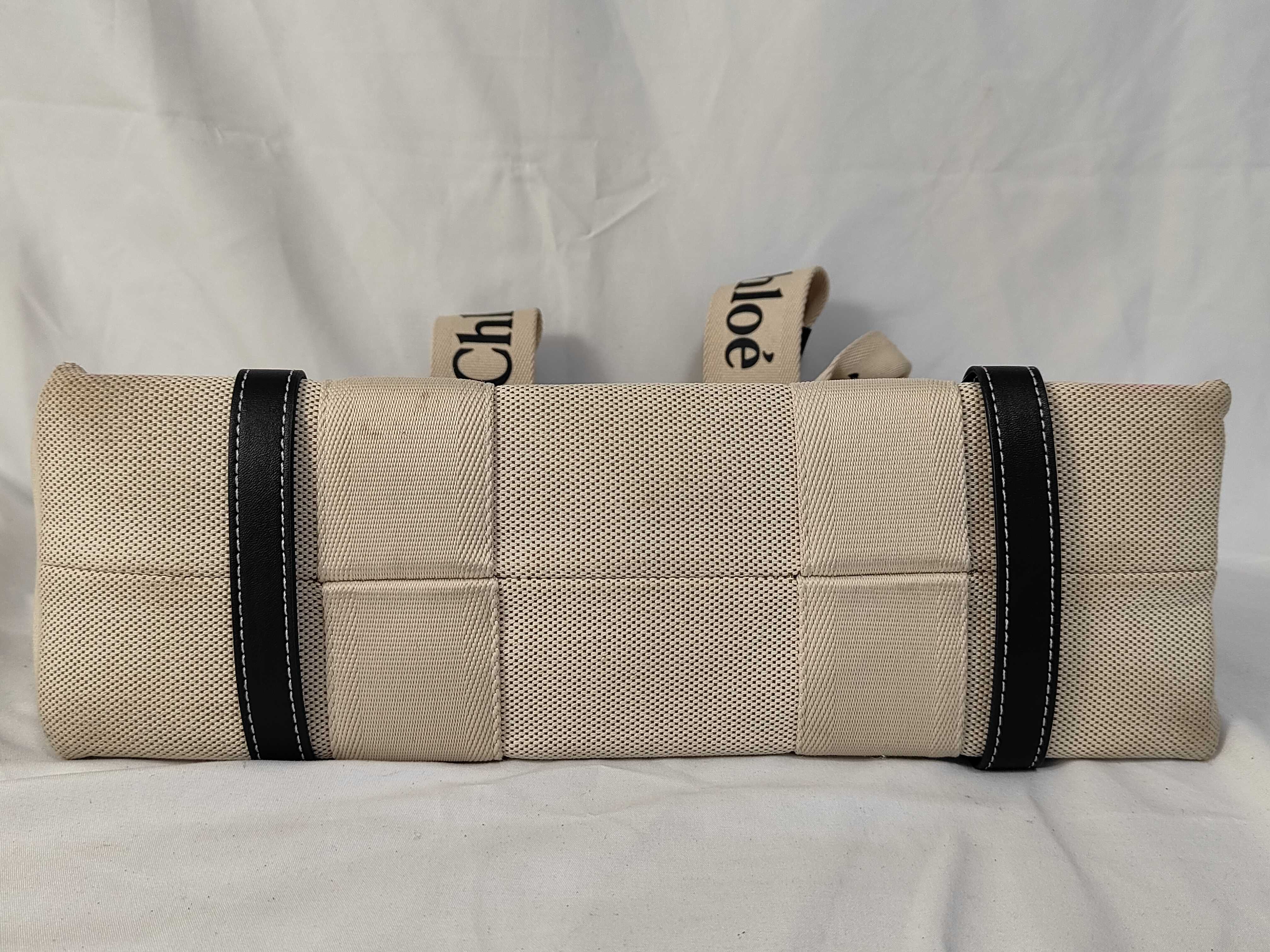 Woody Tote Bag, Small, Canvas, Beige, Shoulder Bag — view 7