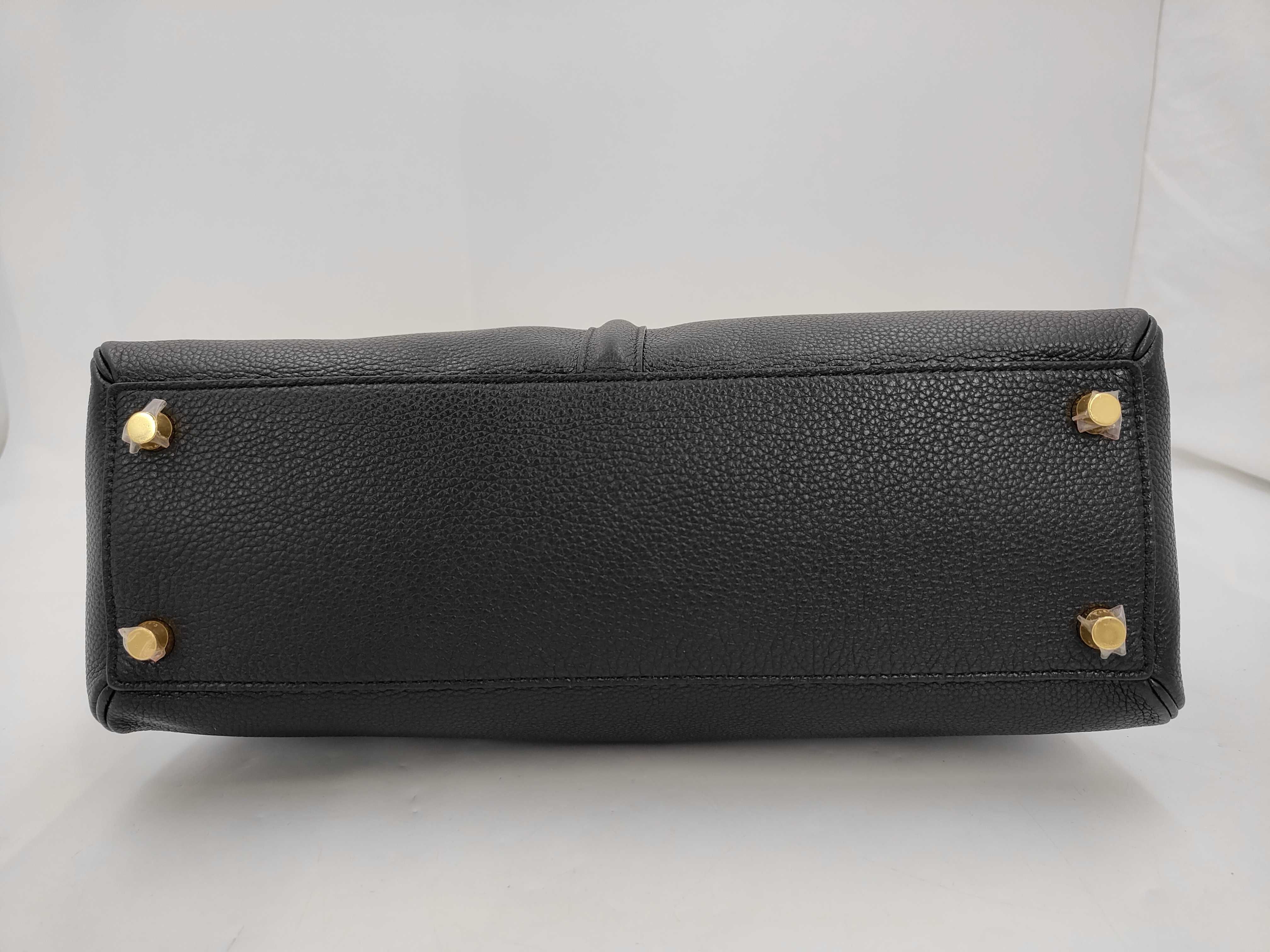 Black Grained Calf Leather Medium Handbag — view 3