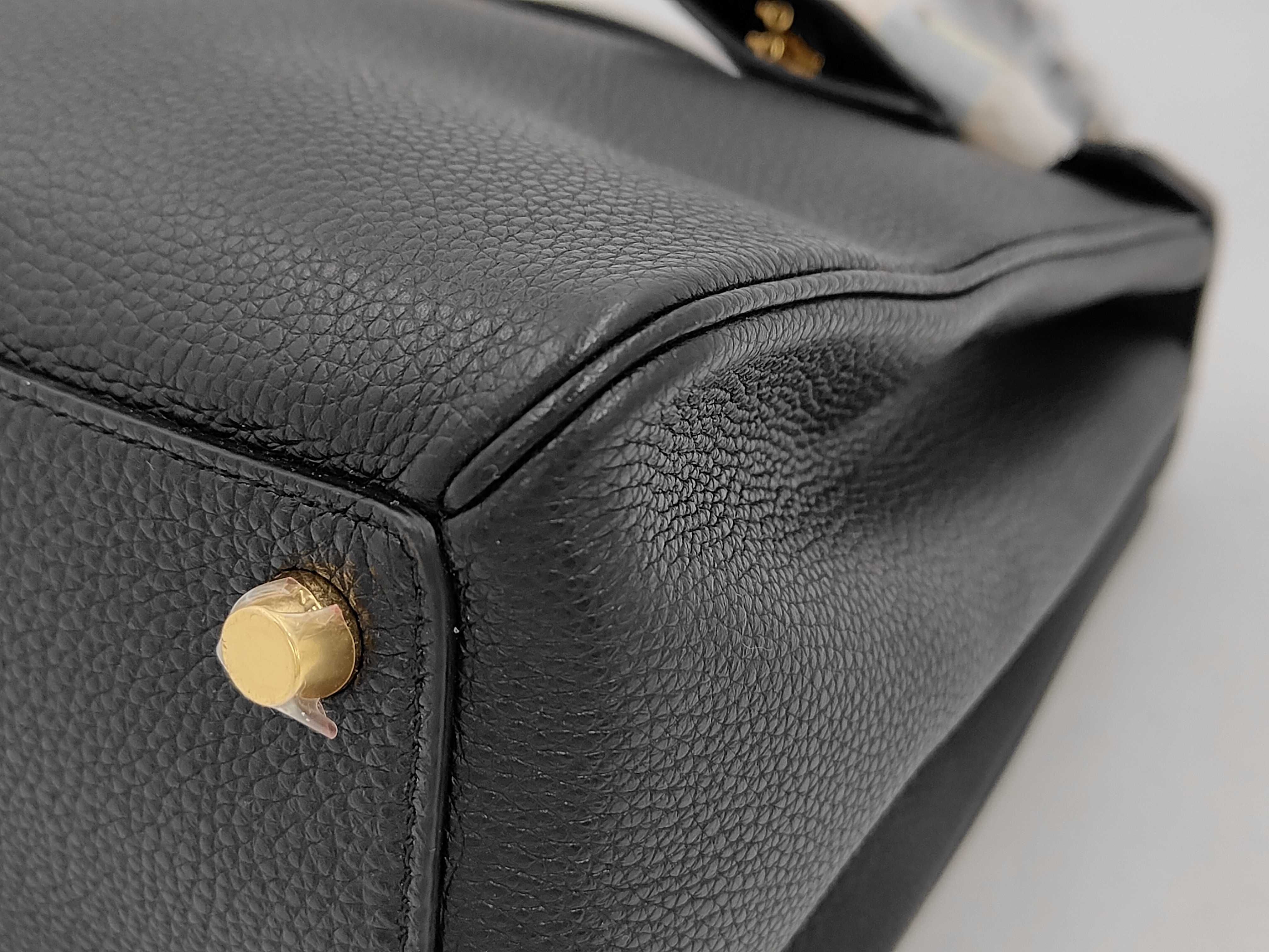 Black Grained Calf Leather Medium Handbag — view 4