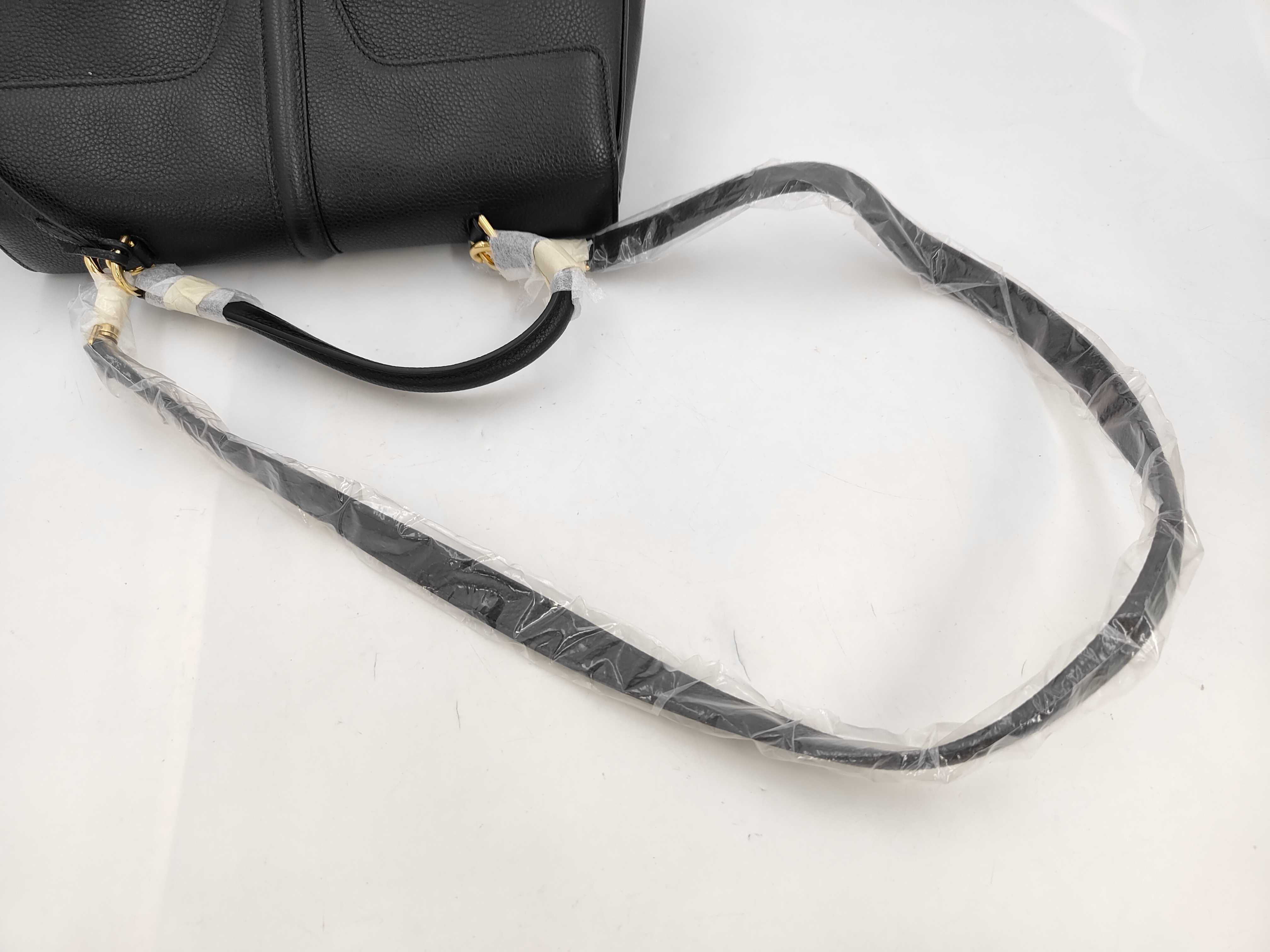 Black Grained Calf Leather Medium Handbag — view 5