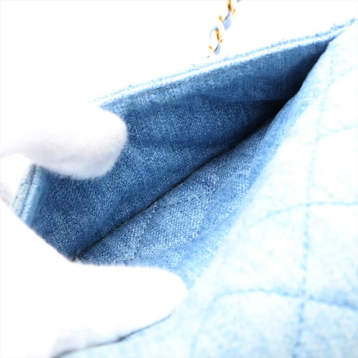 [Individually packaged] Chanel Mini Matelassé 17 Denim Single Flap Single Chain Bag, Blue, Gold Hardware, NKX51TT7, Random Plate, A01115 — view 9