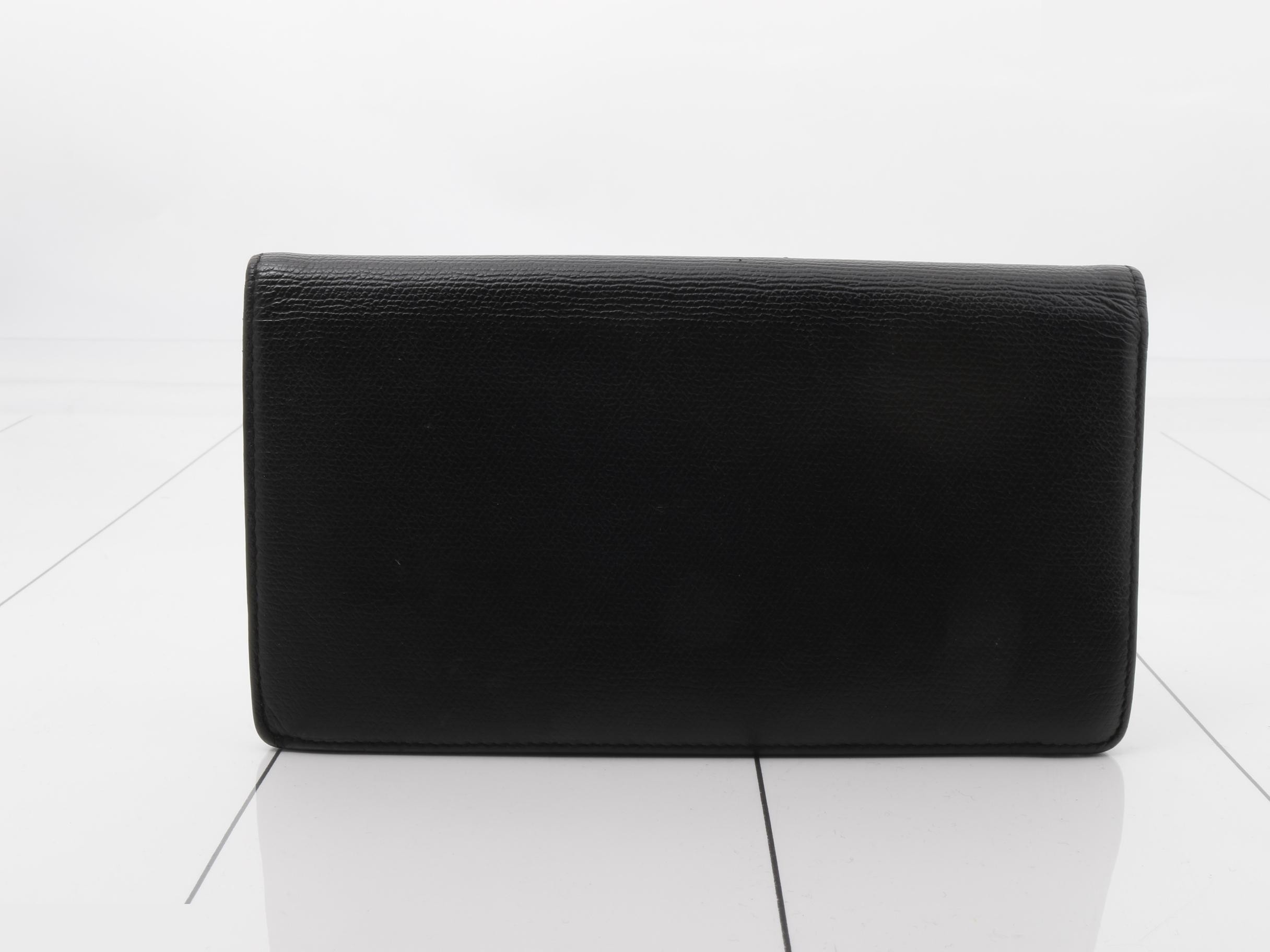 Bi-fold long wallet, calfskin, Coco button, black, S-type hardware. — view 2
