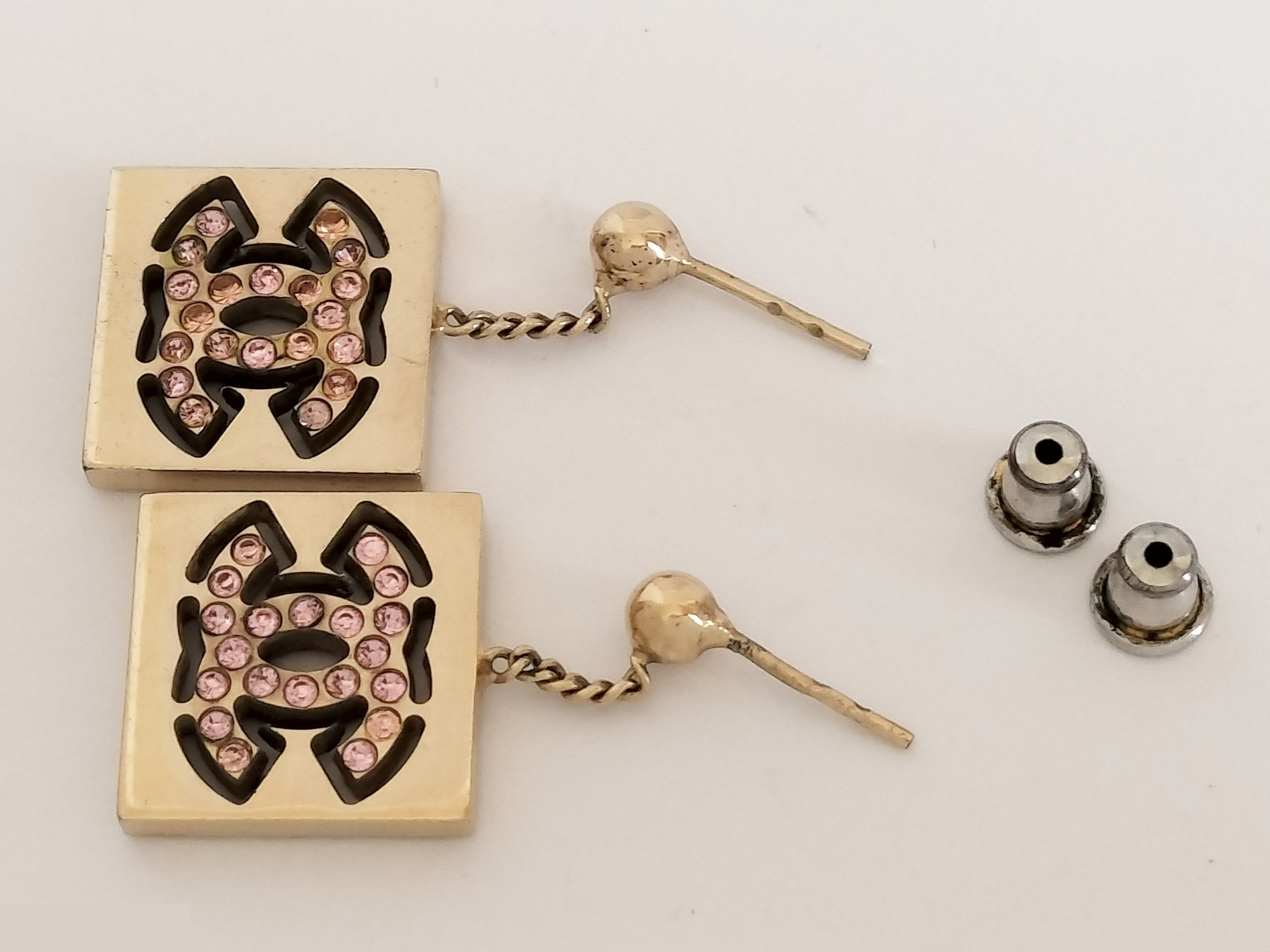 Coco Pink Rhinestone Dangle Earrings — view 2