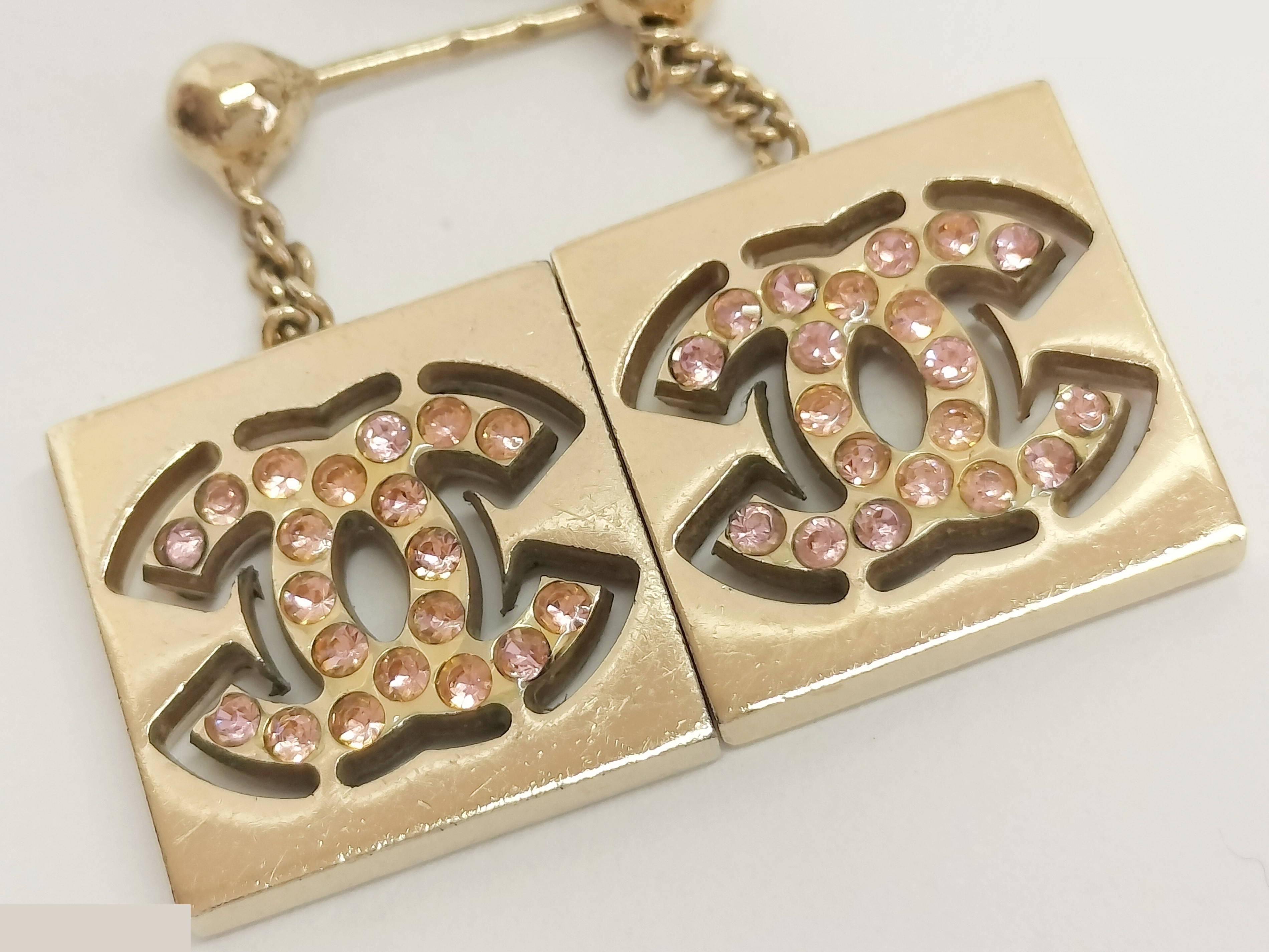 Coco Pink Rhinestone Dangle Earrings — view 3