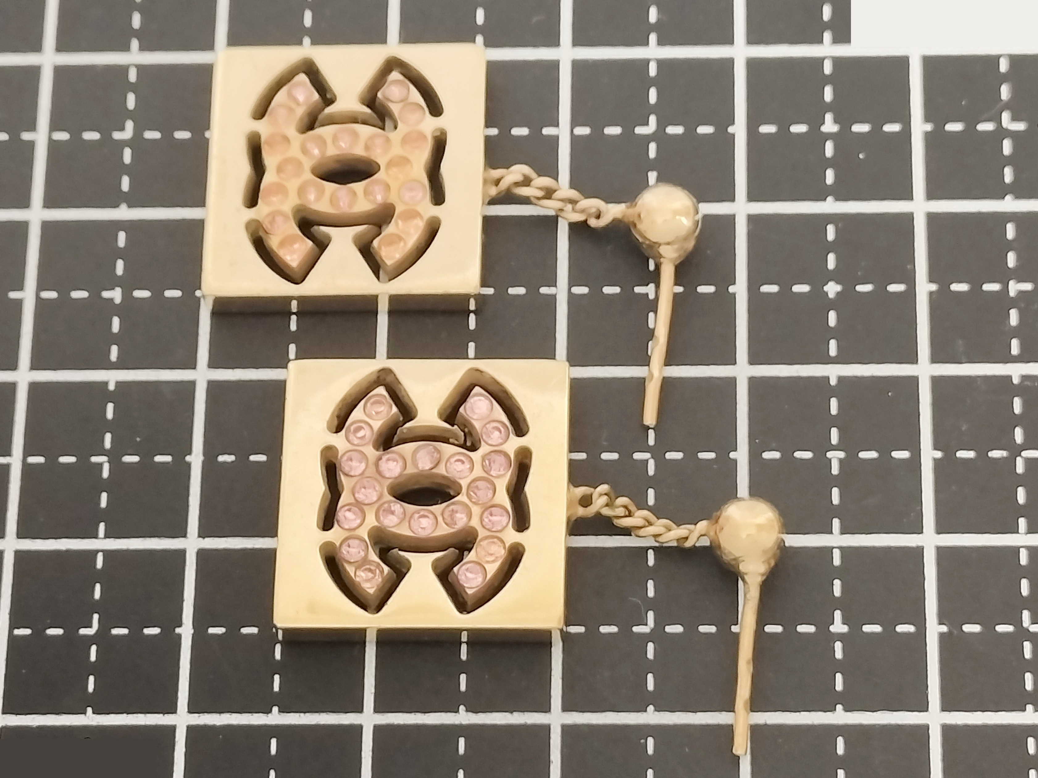 Coco Pink Rhinestone Dangle Earrings — view 4