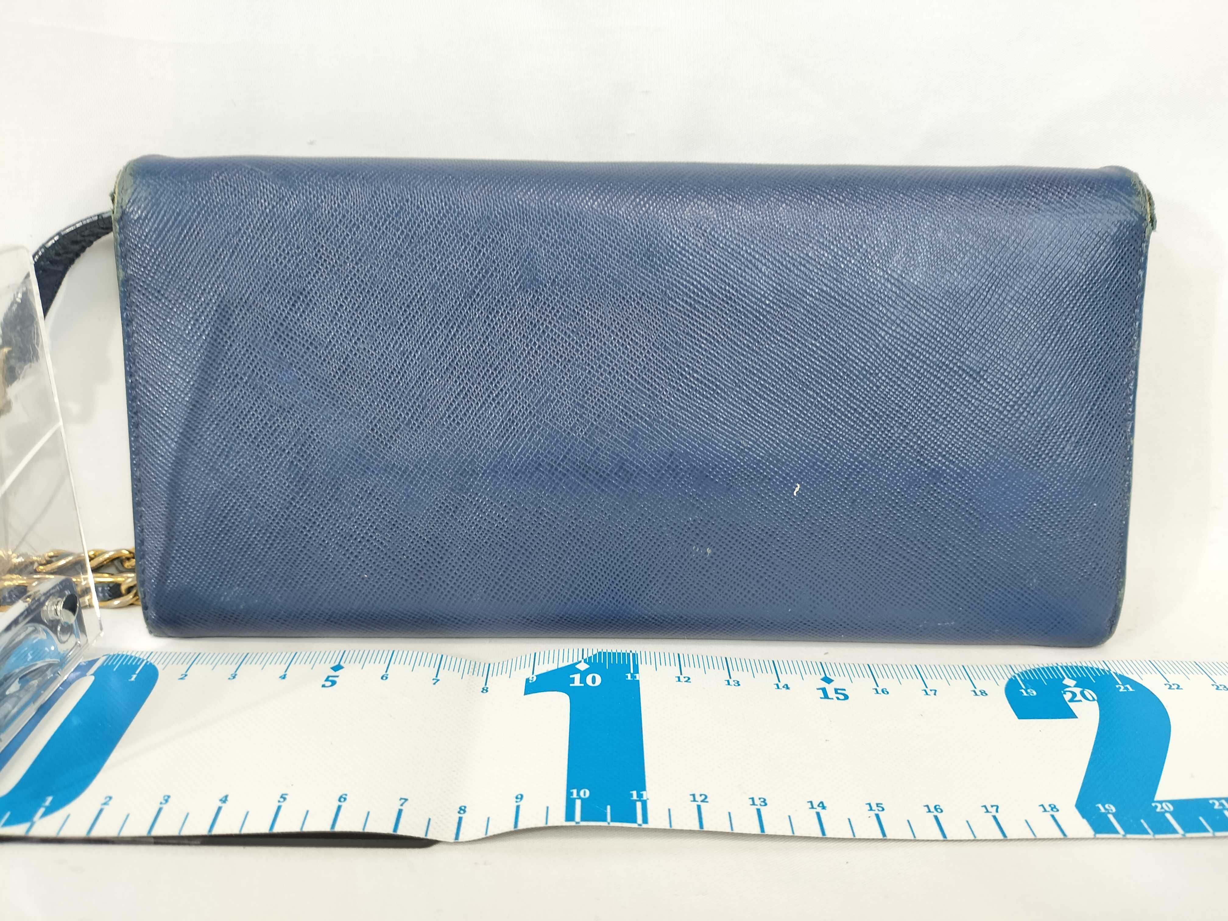 chain wallet, some wear inside, Saffiano leather shoulder bag. — view 2