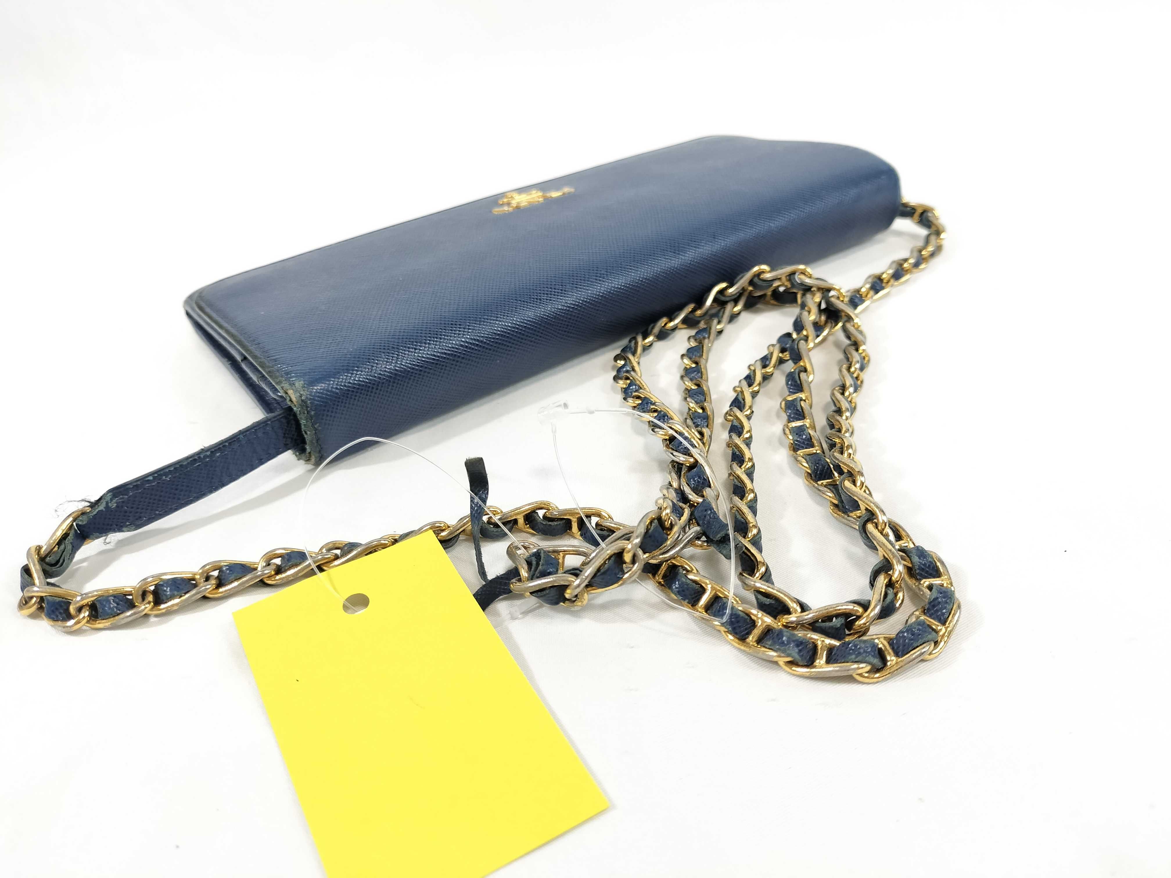chain wallet, some wear inside, Saffiano leather shoulder bag. — view 3