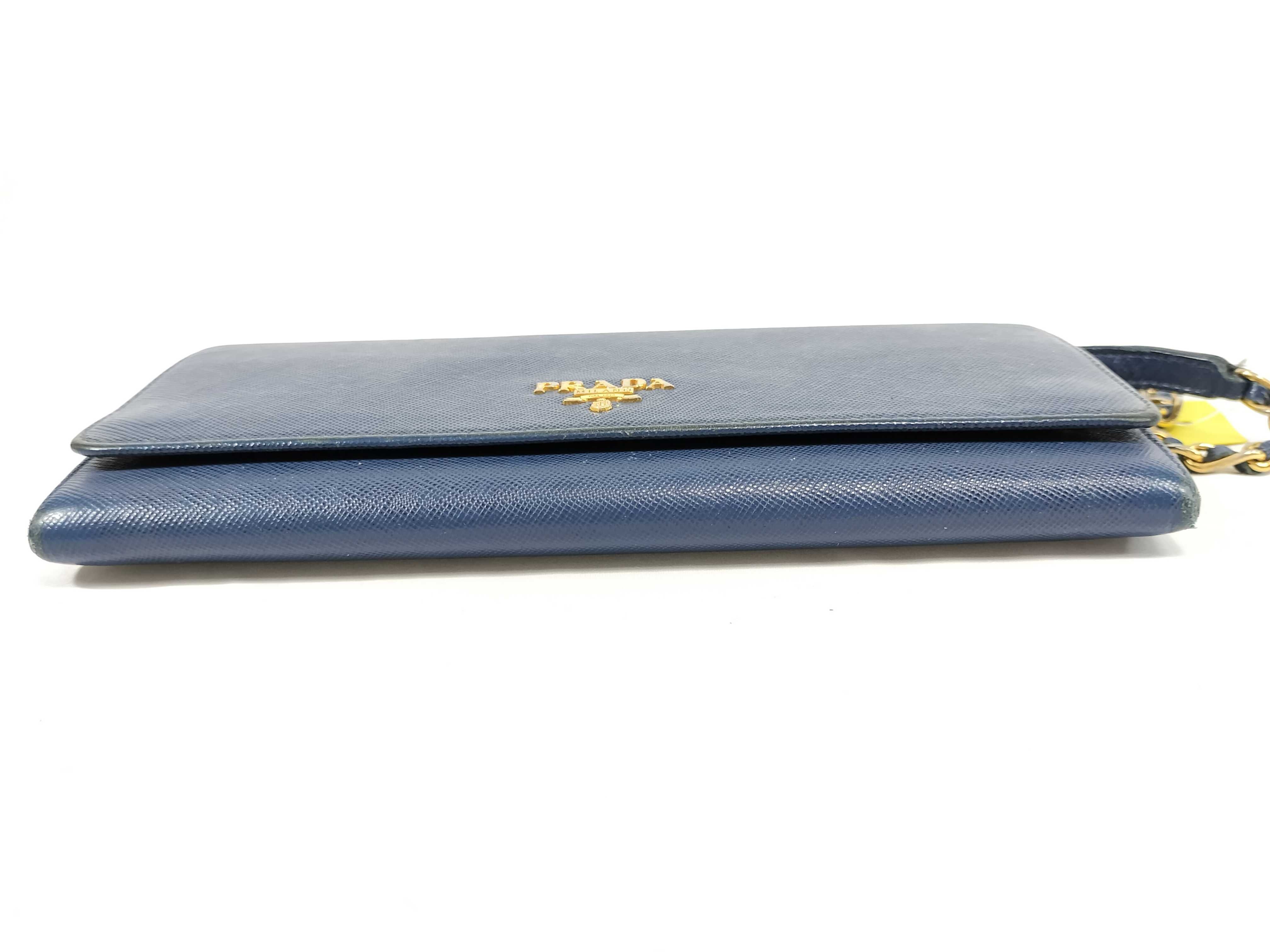 chain wallet, some wear inside, Saffiano leather shoulder bag. — view 7