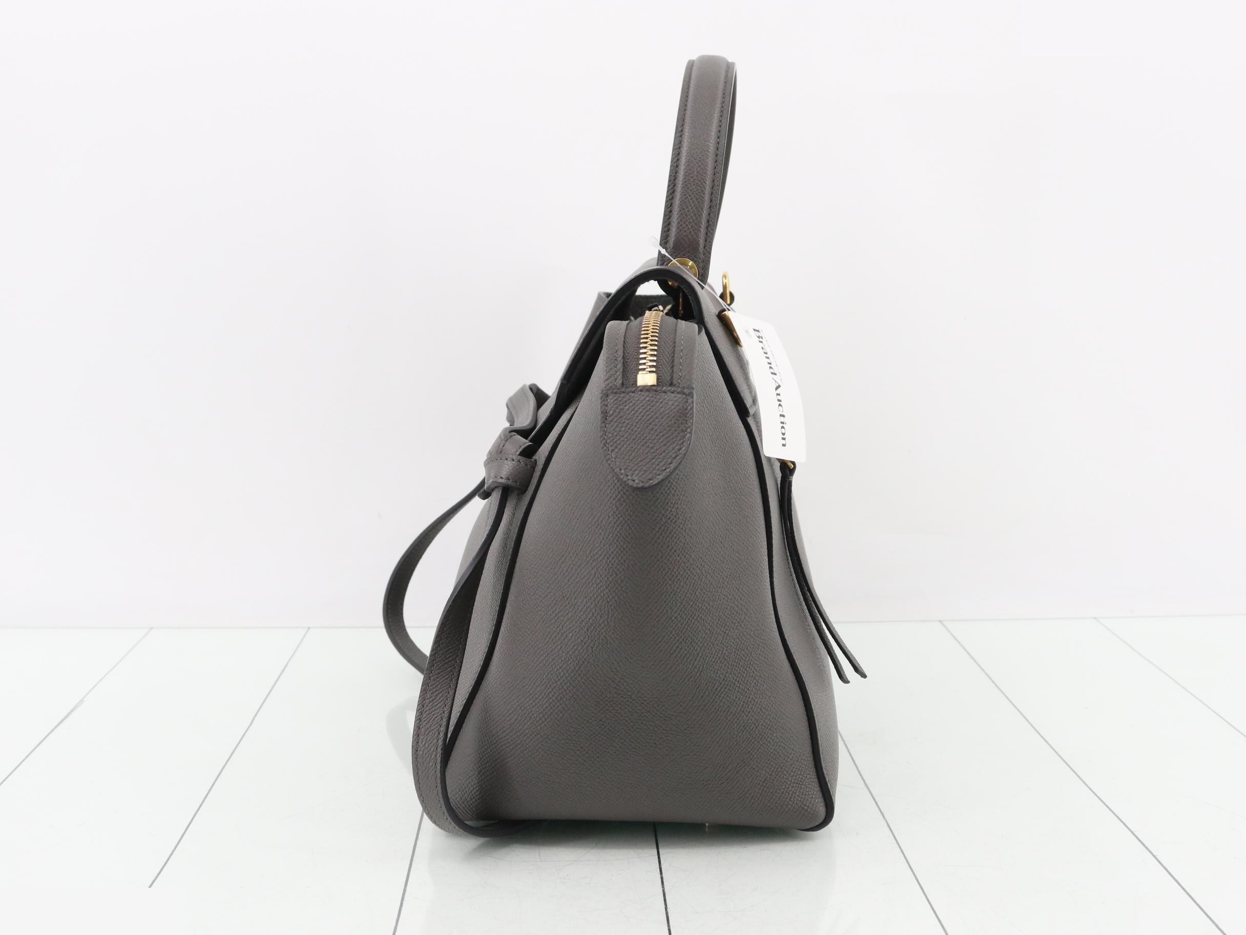 Belt bag, leather, 2-way handbag, gray — view 3