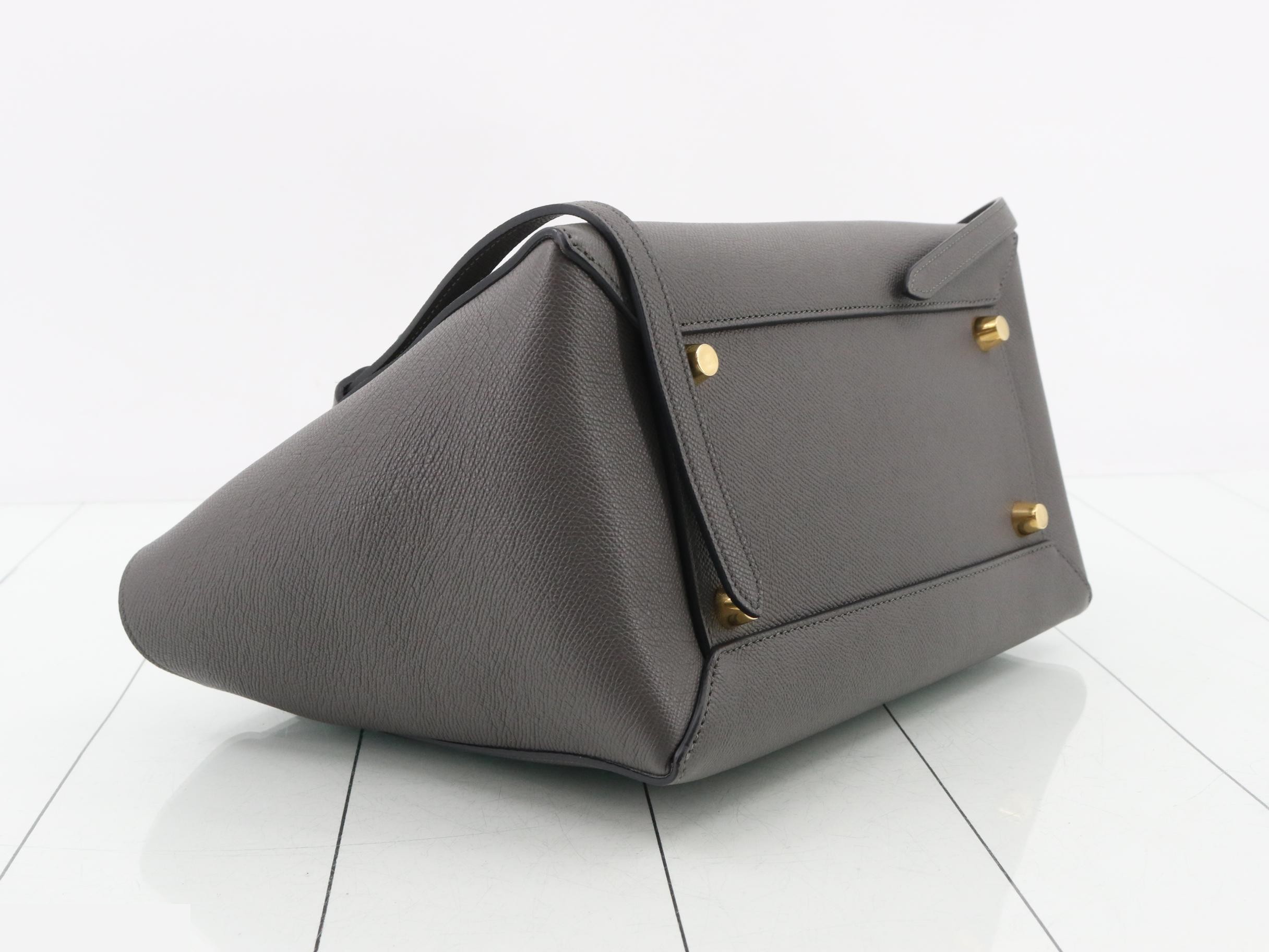 Belt bag, leather, 2-way handbag, gray — view 5