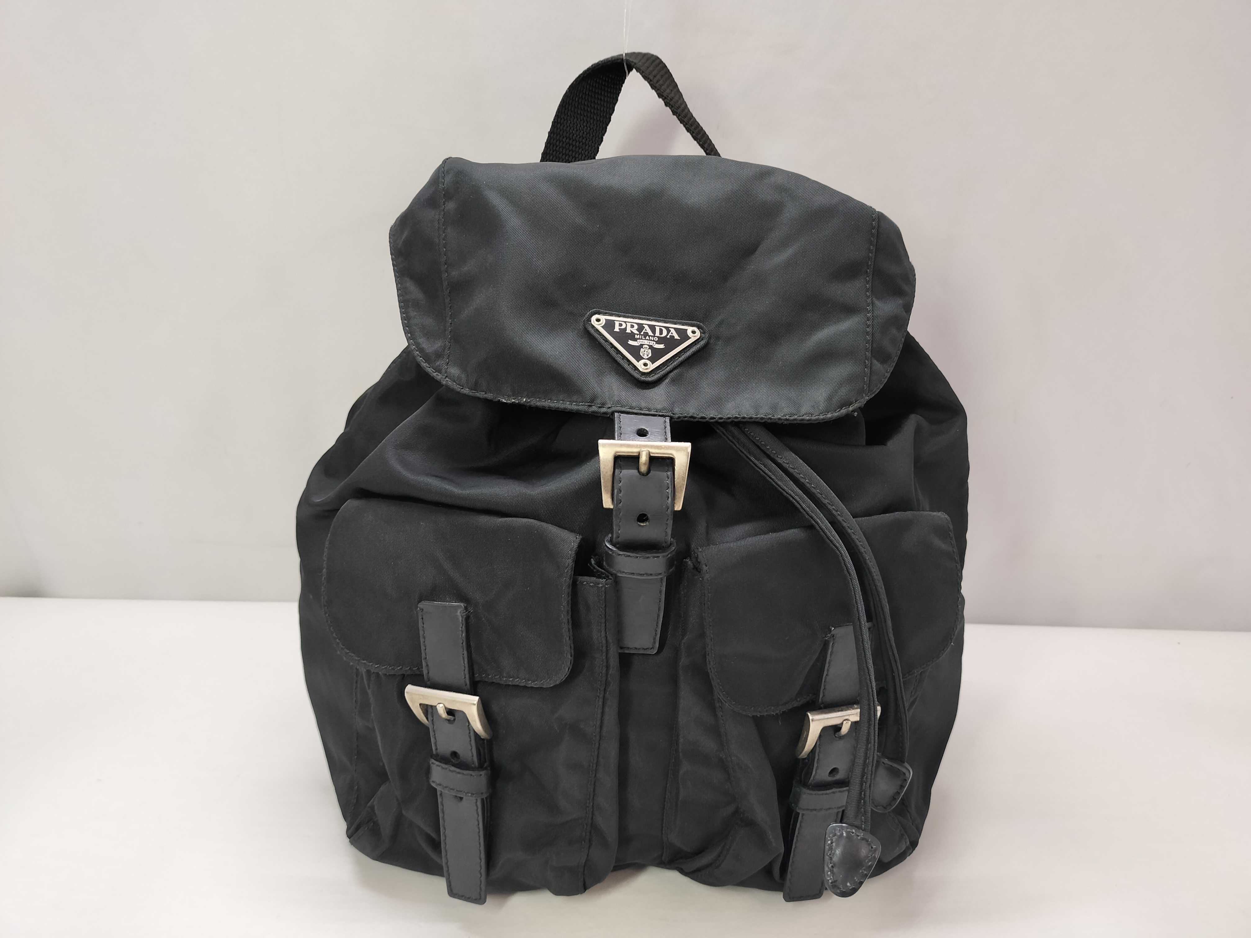 nylon backpack with triangular logo.
