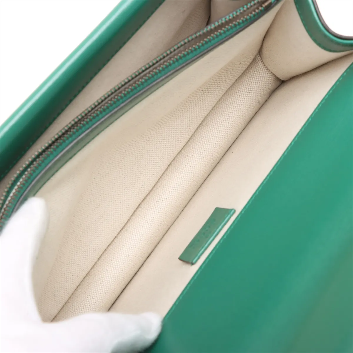 Dionysus Leather Chain Shoulder Bag, Green, 400249 — view 6