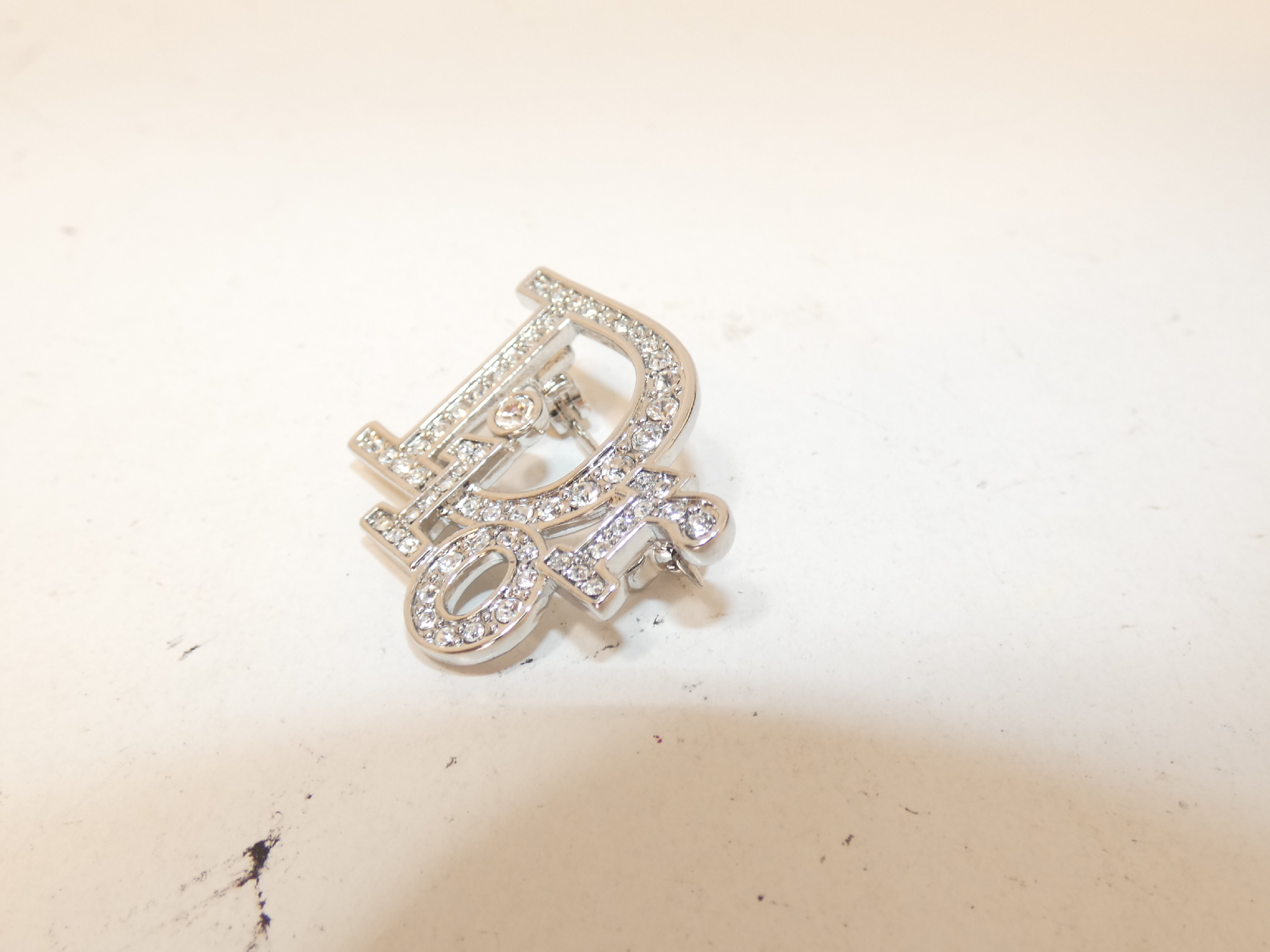 logo rhinestone brooch — view 2
