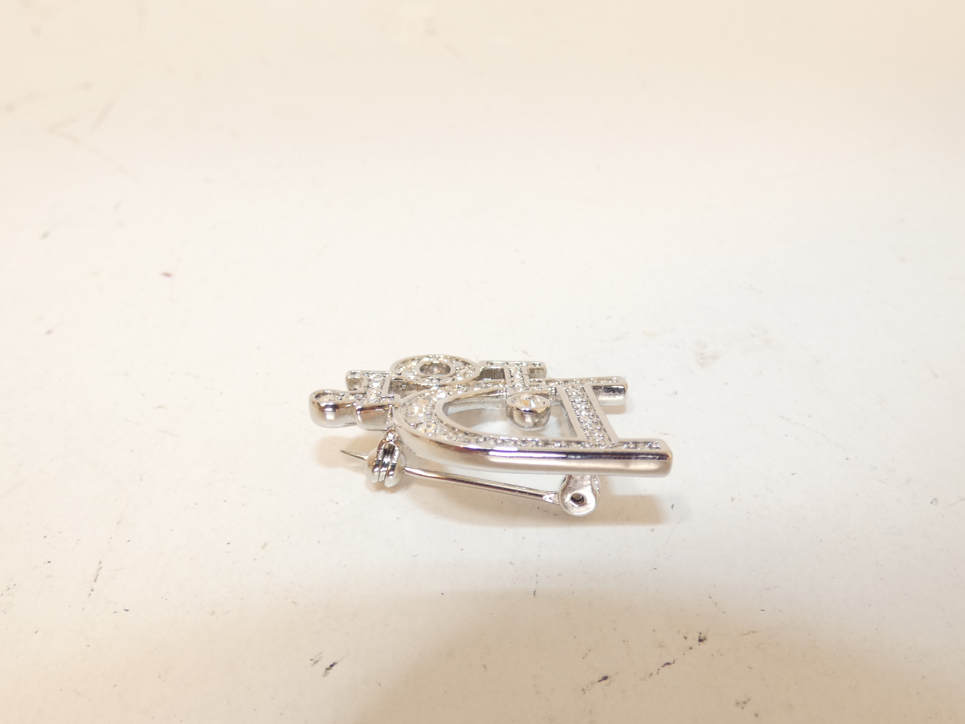logo rhinestone brooch — view 4