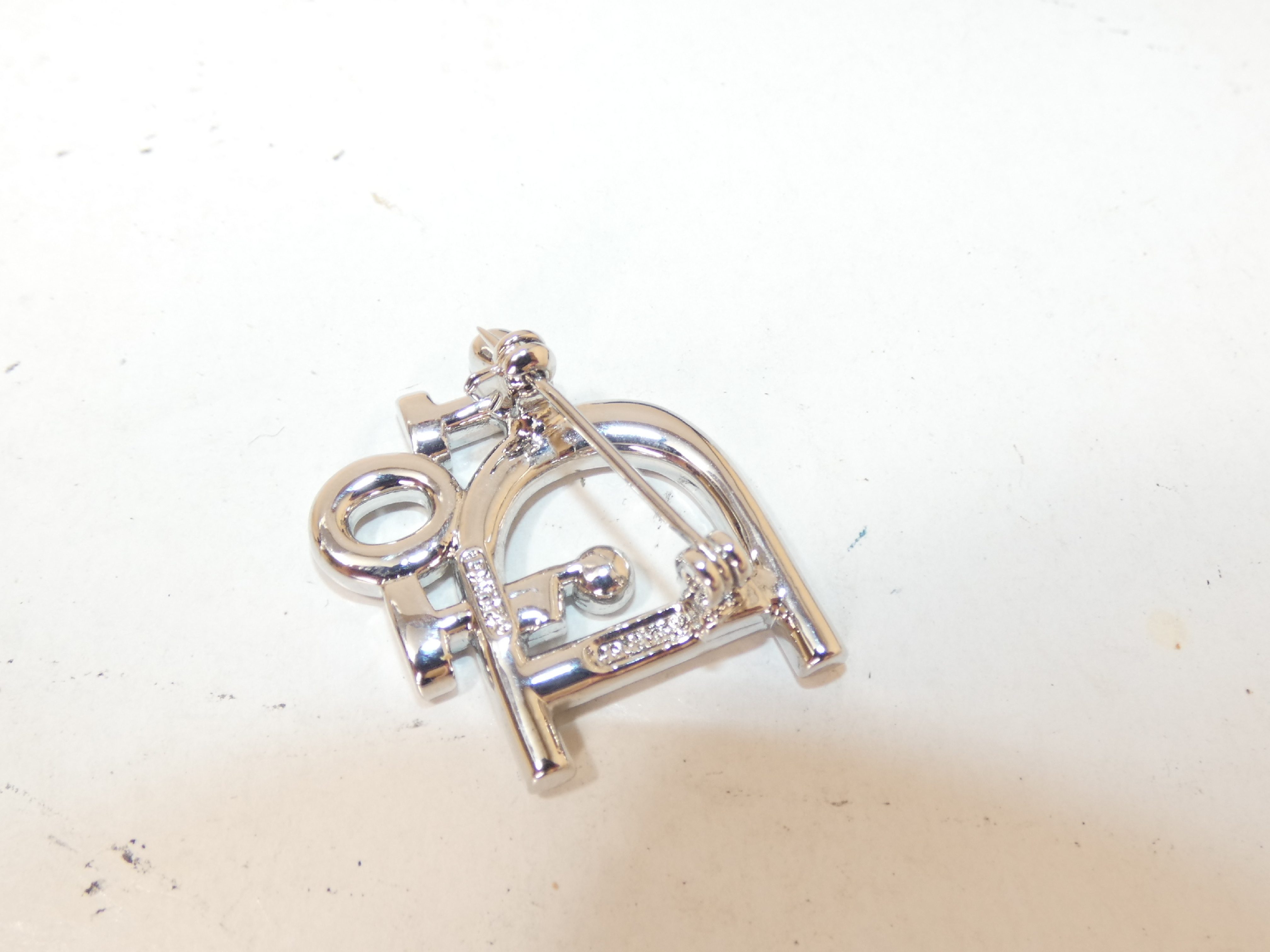 logo rhinestone brooch — view 5