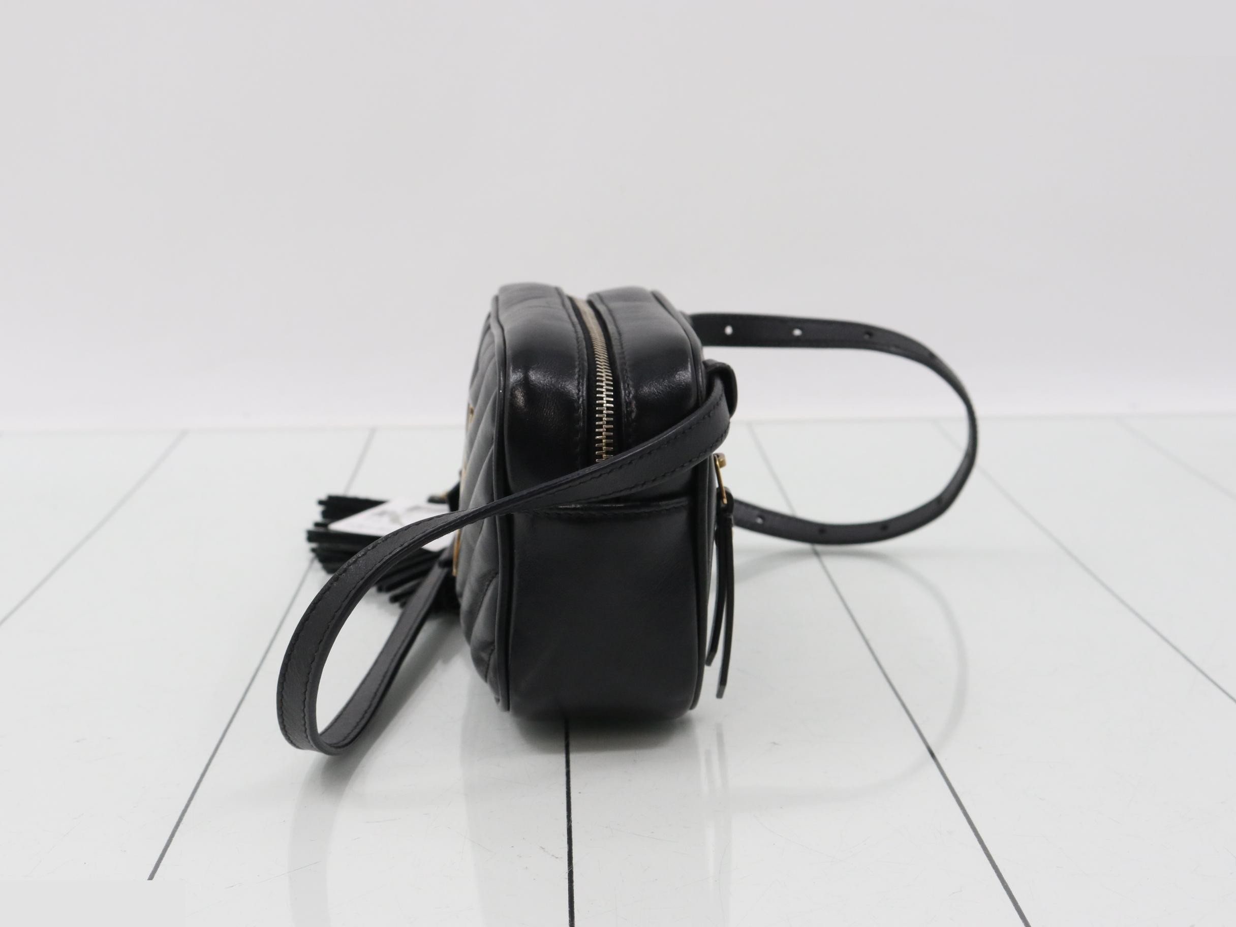 V-stitch waist bag with fringe, black — view 3