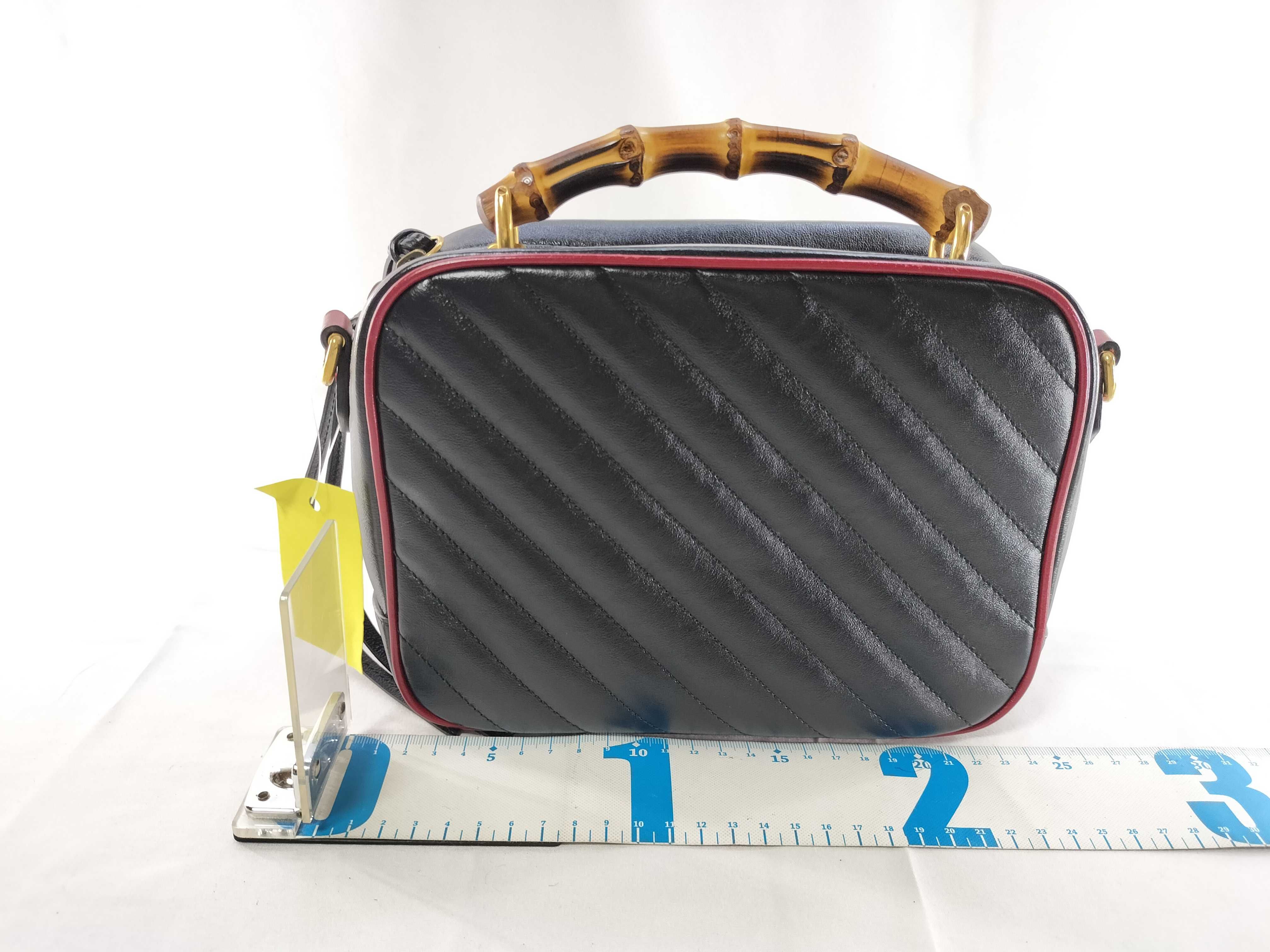Bamboo GG Marmont Bamboo Top Handle Handbag 602270 Black — view 2