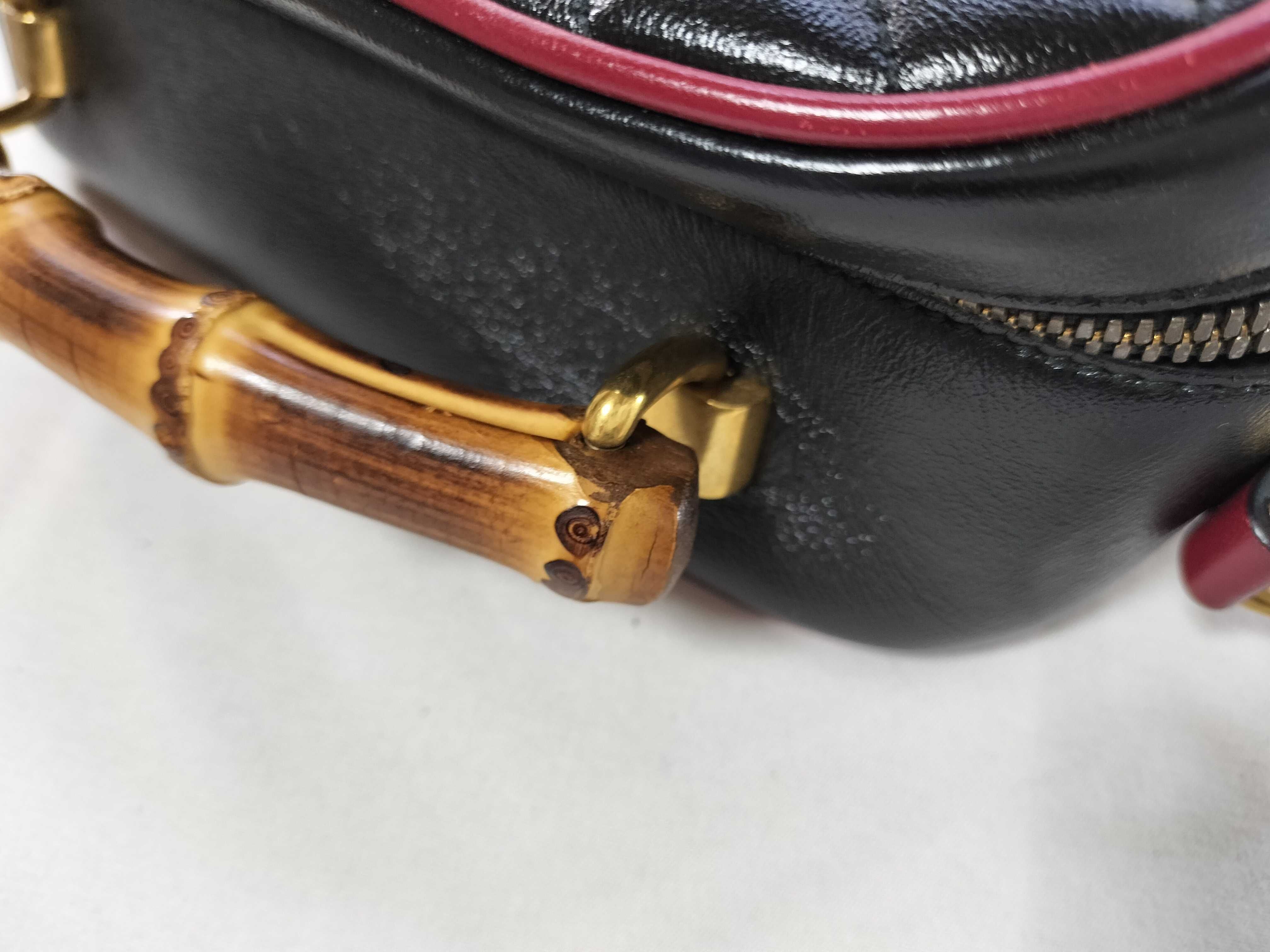 Bamboo GG Marmont Bamboo Top Handle Handbag 602270 Black — view 5