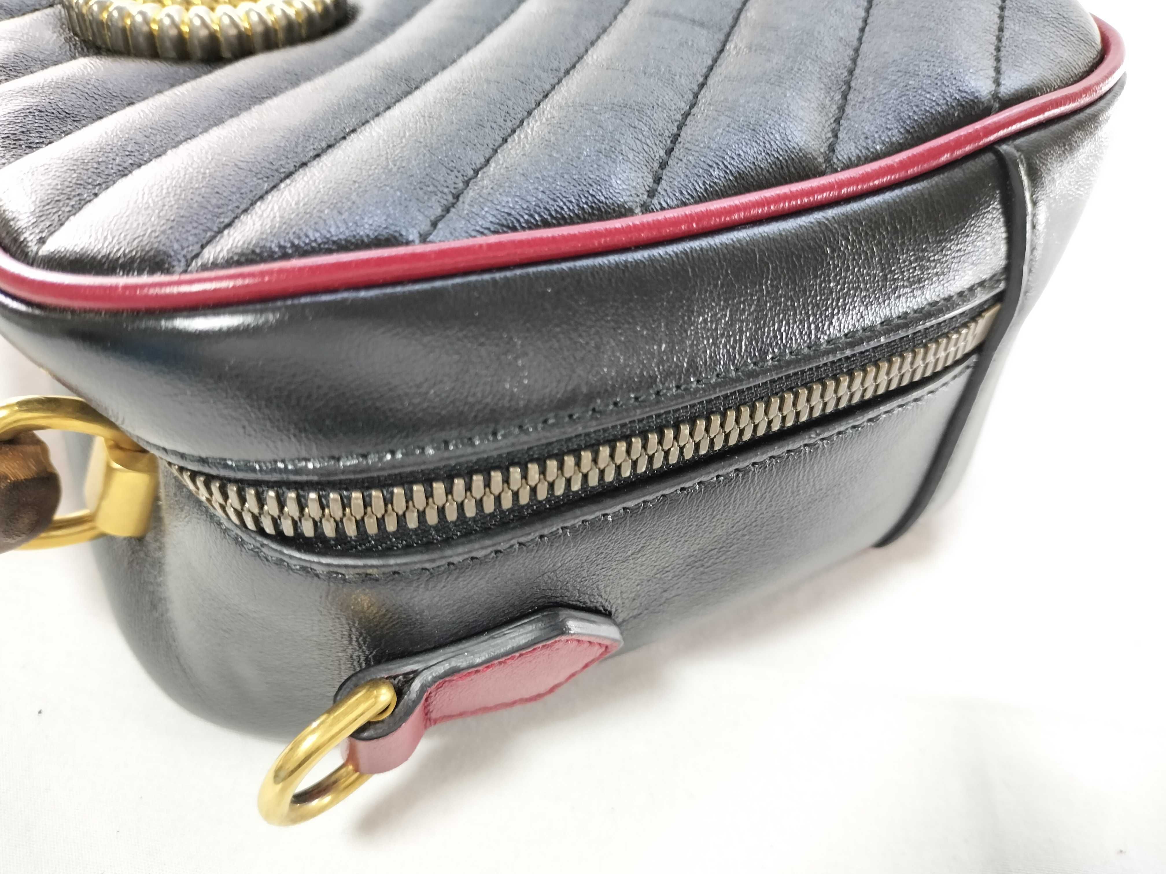 Bamboo GG Marmont Bamboo Top Handle Handbag 602270 Black — view 7