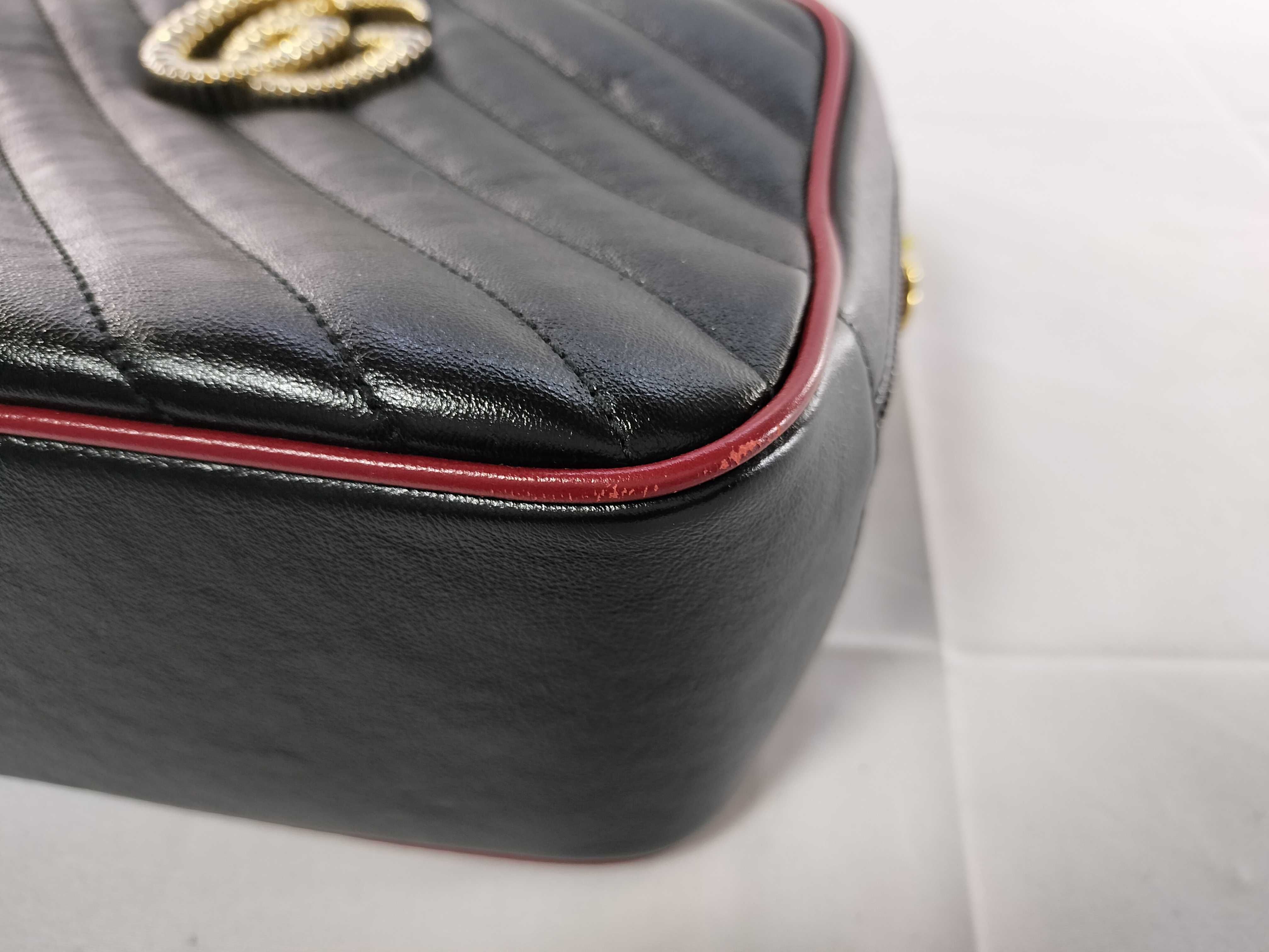 Bamboo GG Marmont Bamboo Top Handle Handbag 602270 Black — view 8