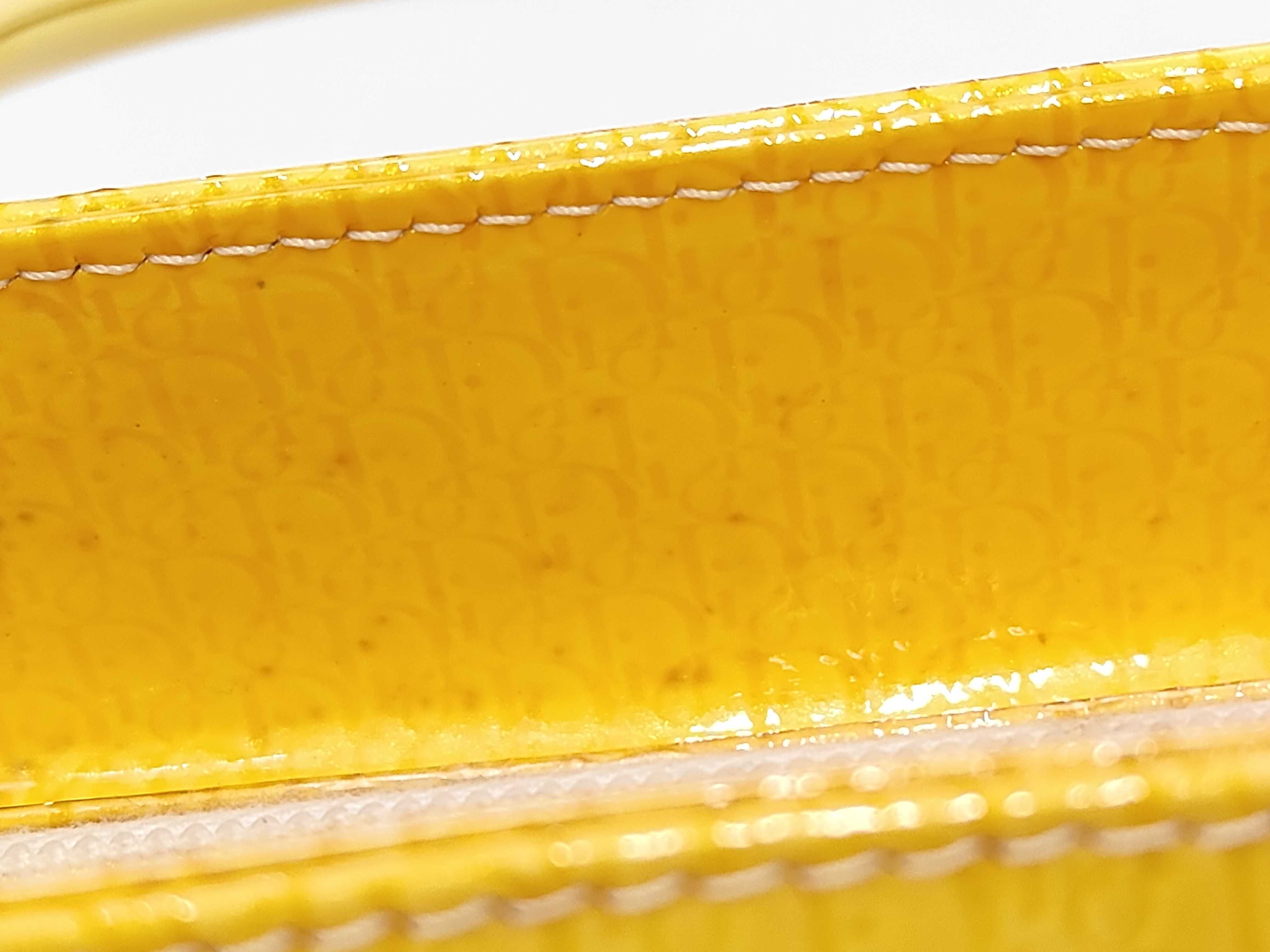 Lady Dior Trotter Lady Patina Leather Yellow Handbag — view 10